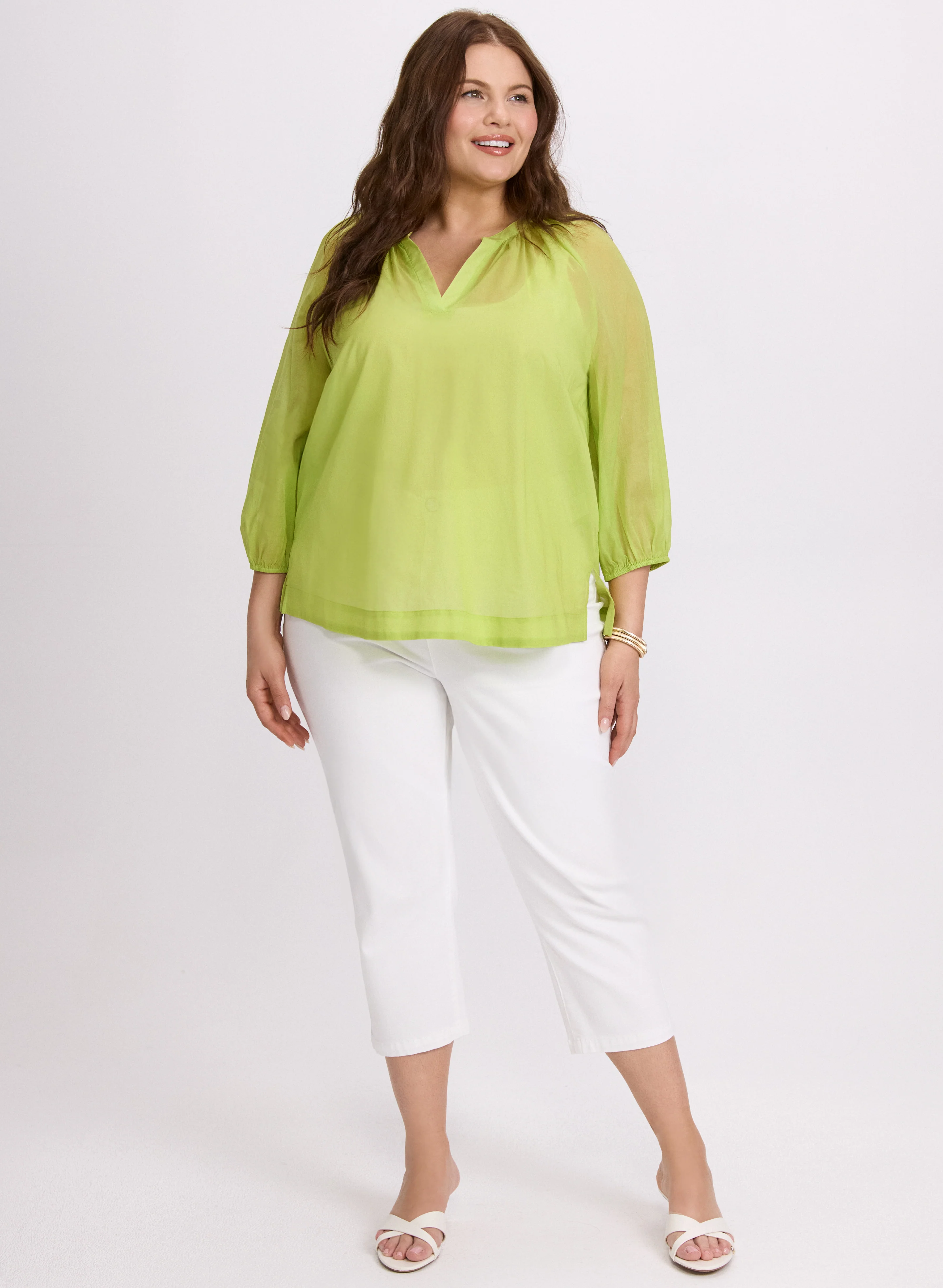 Cotton Split Neck Blouse - Image 3