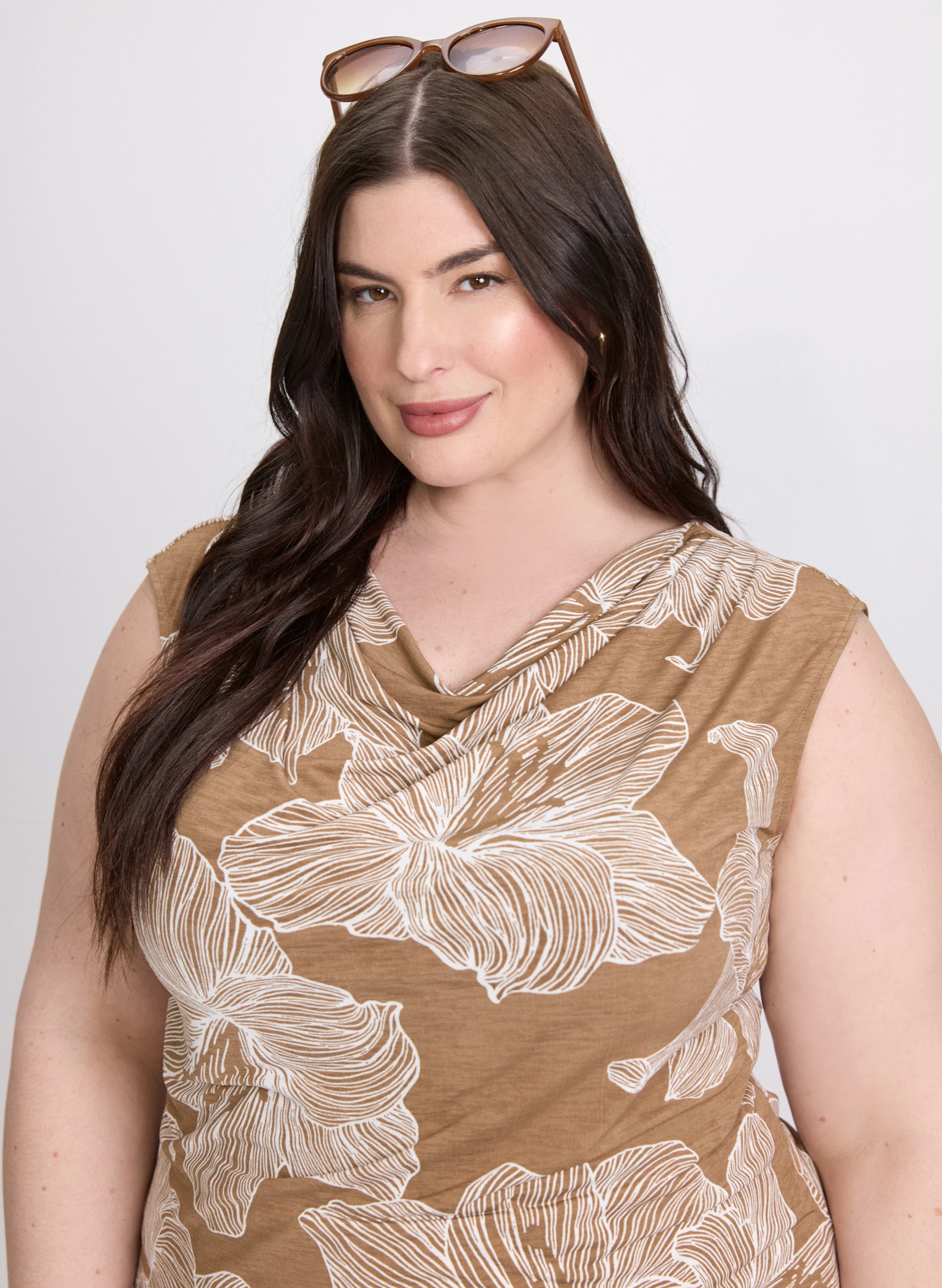 Cowl-Neck Floral Print Top - Image 2