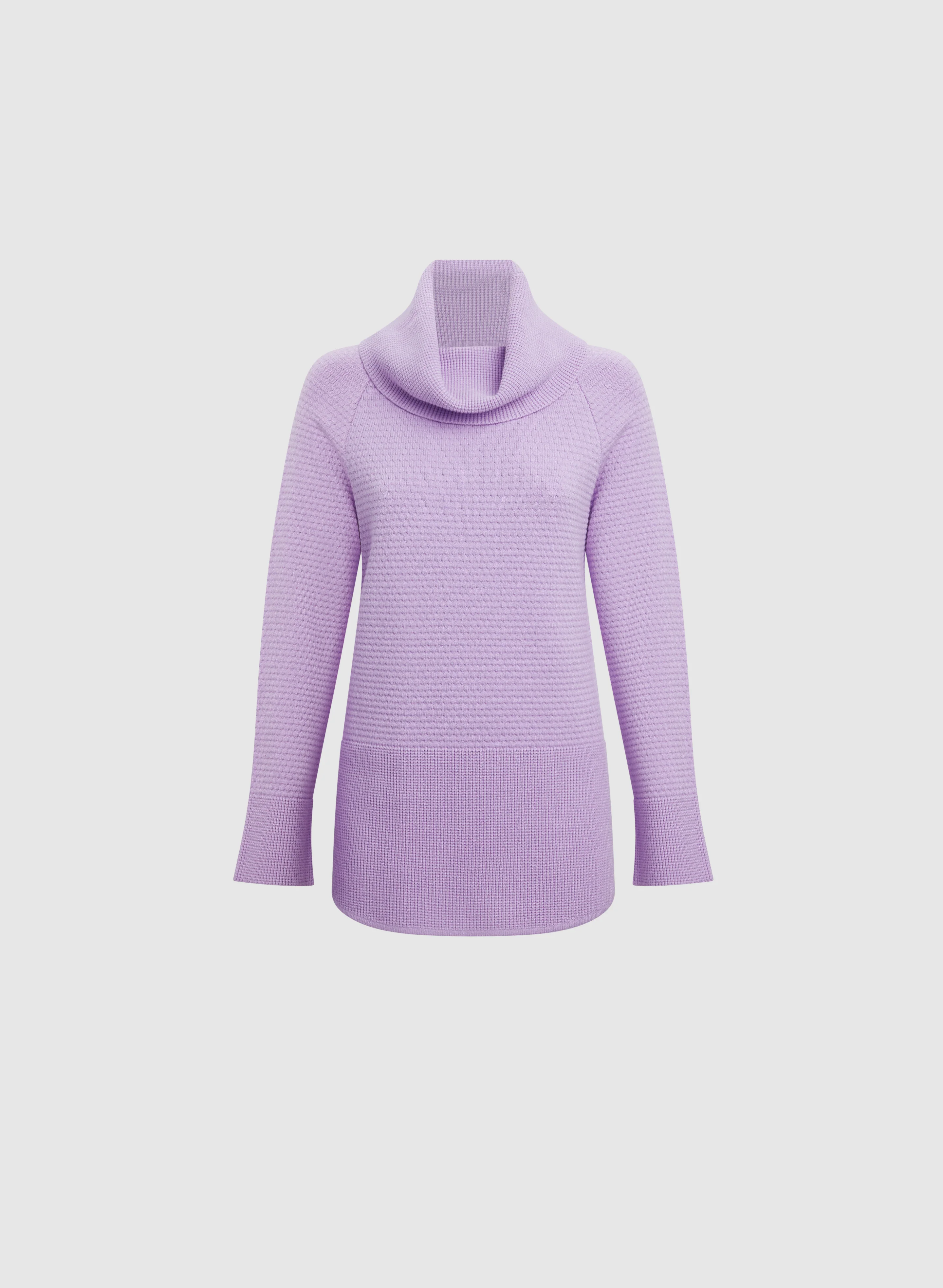 Cowl Neck Waffle Knit Sweater - Image 6