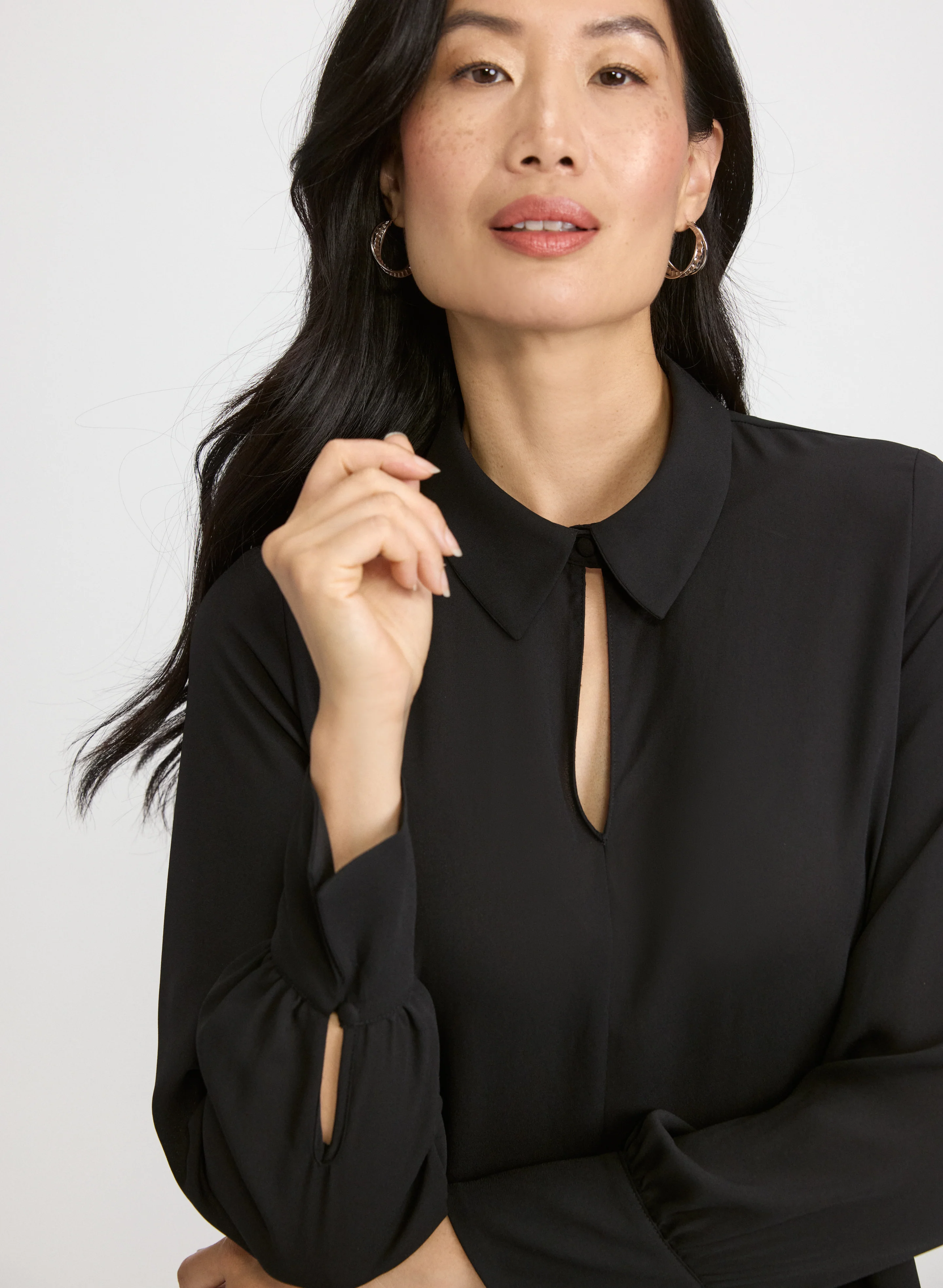Crepe Keyhole Blouse - Image 2