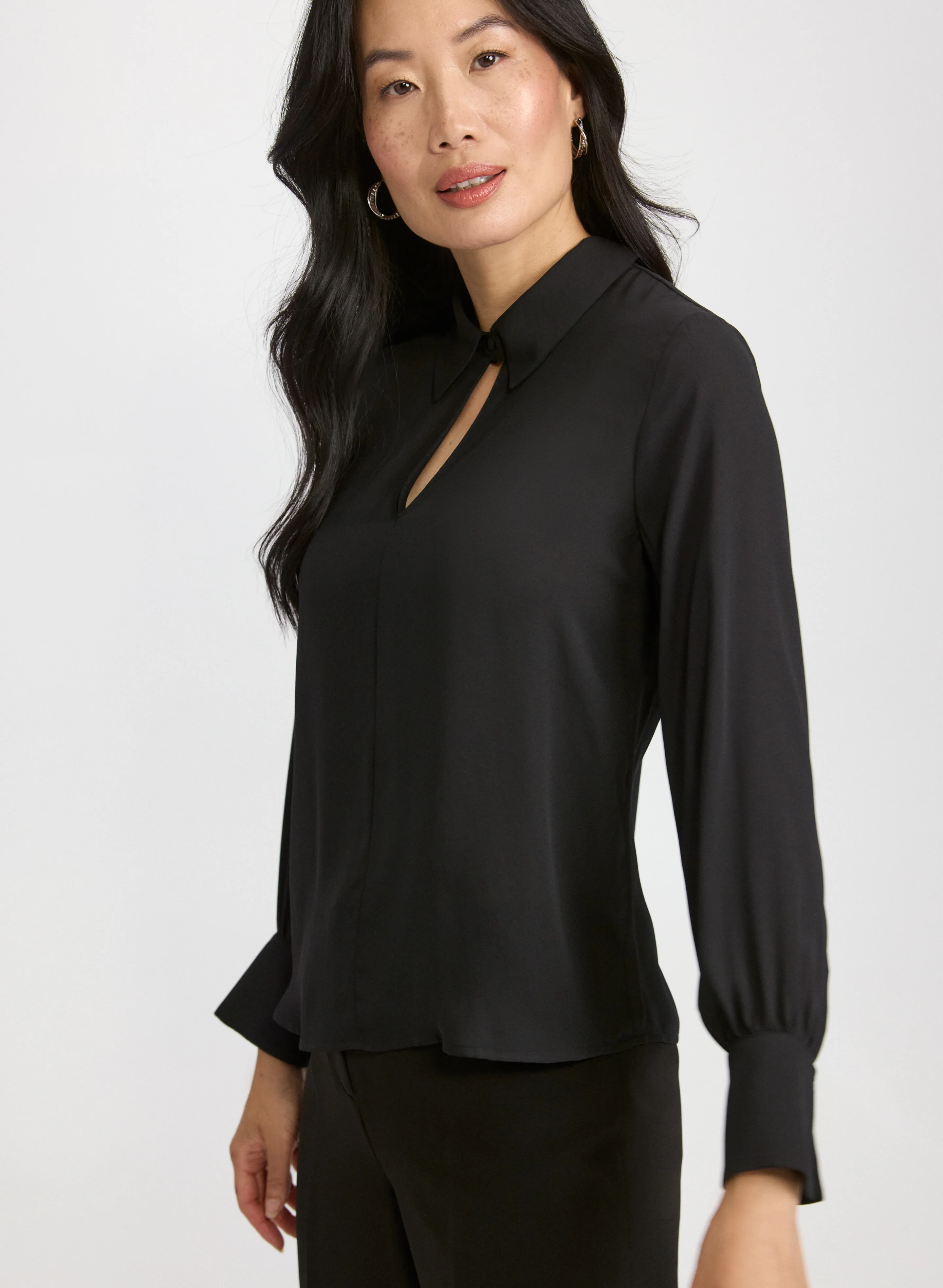 Crepe Keyhole Blouse - Image 5