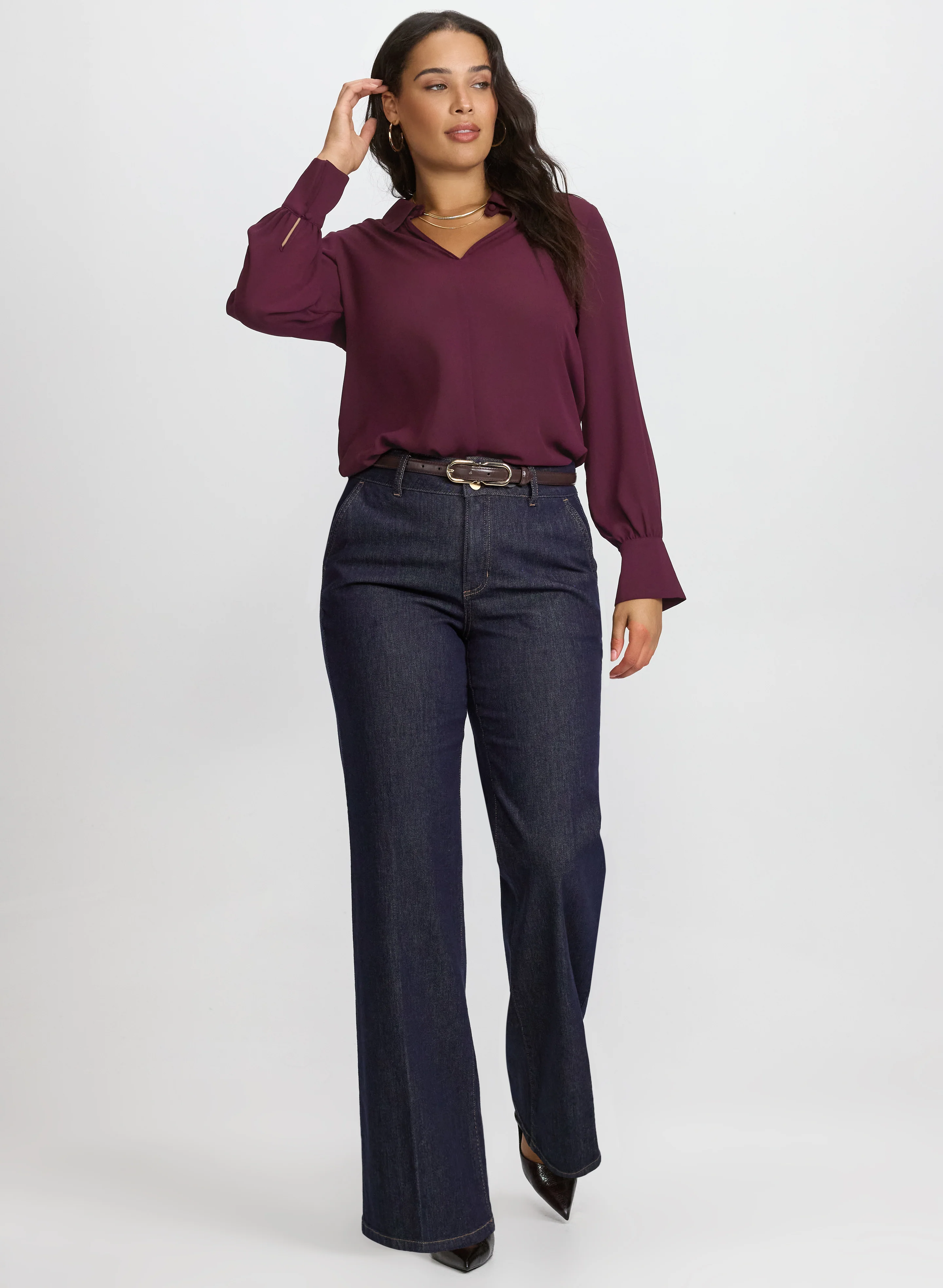 Crepe Keyhole Blouse - Image 3