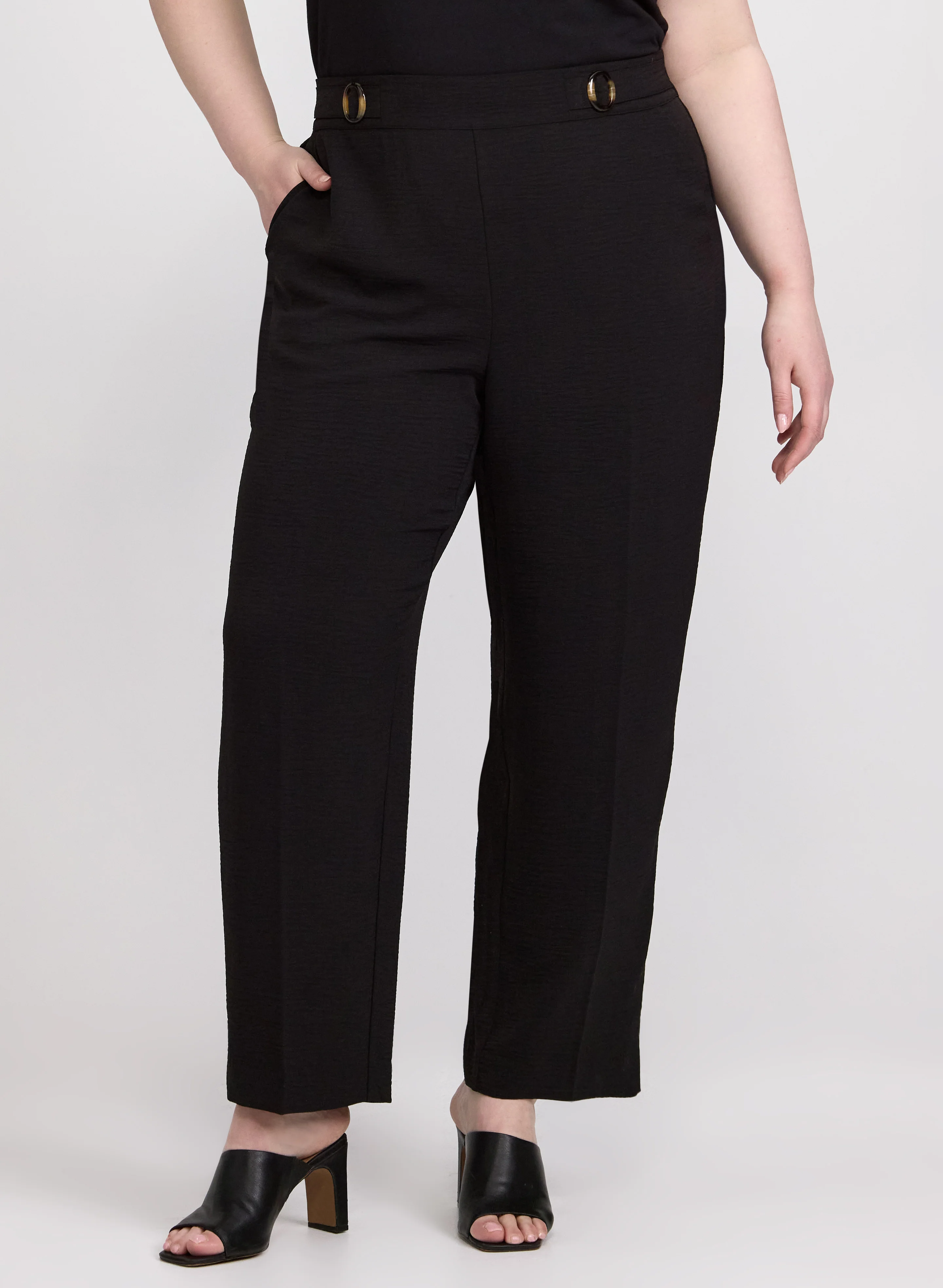 Ava Crinkle Straight-Leg Pants