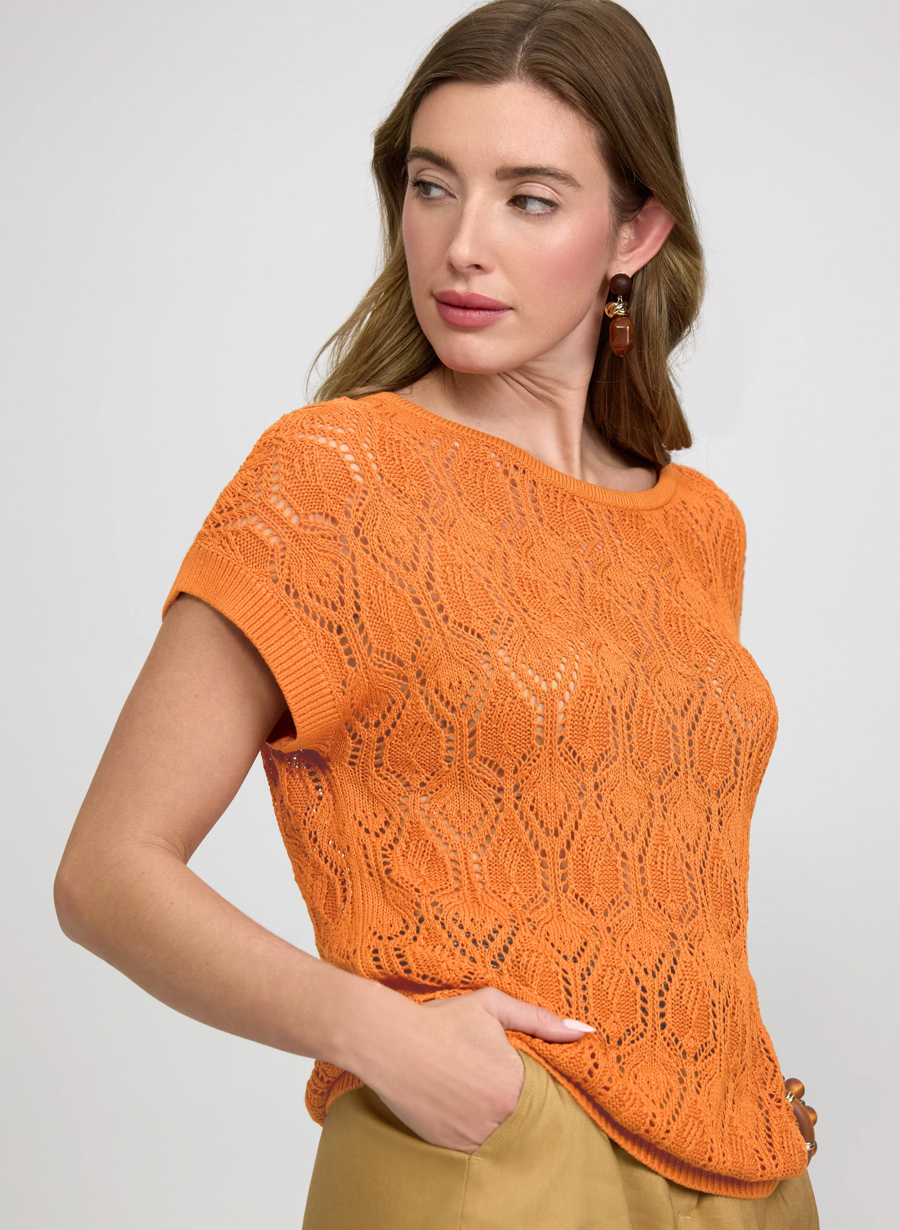 Crochet Short Sleeve Pullover - Image 5