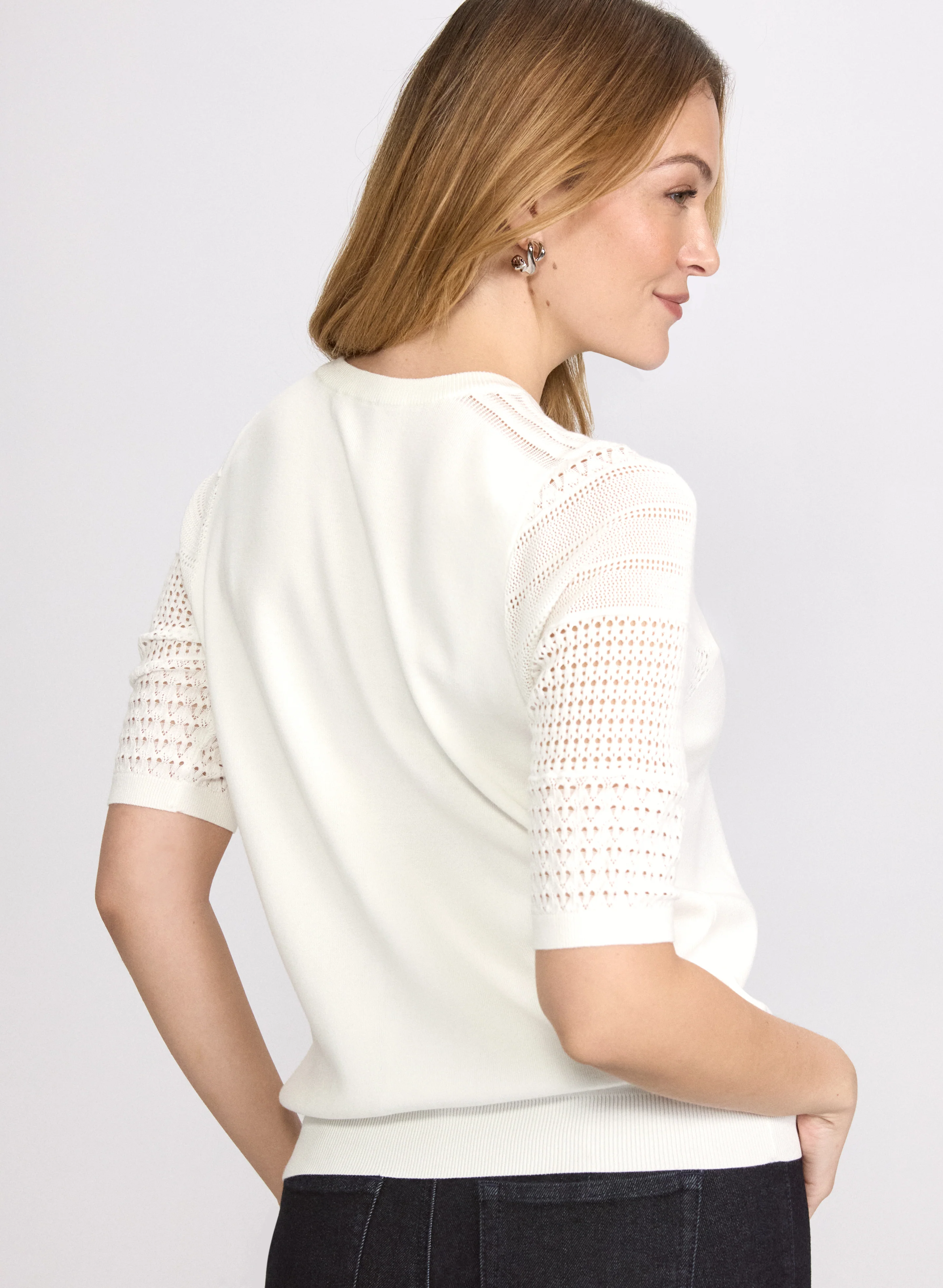Crochet Sleeve Pullover - Image 4