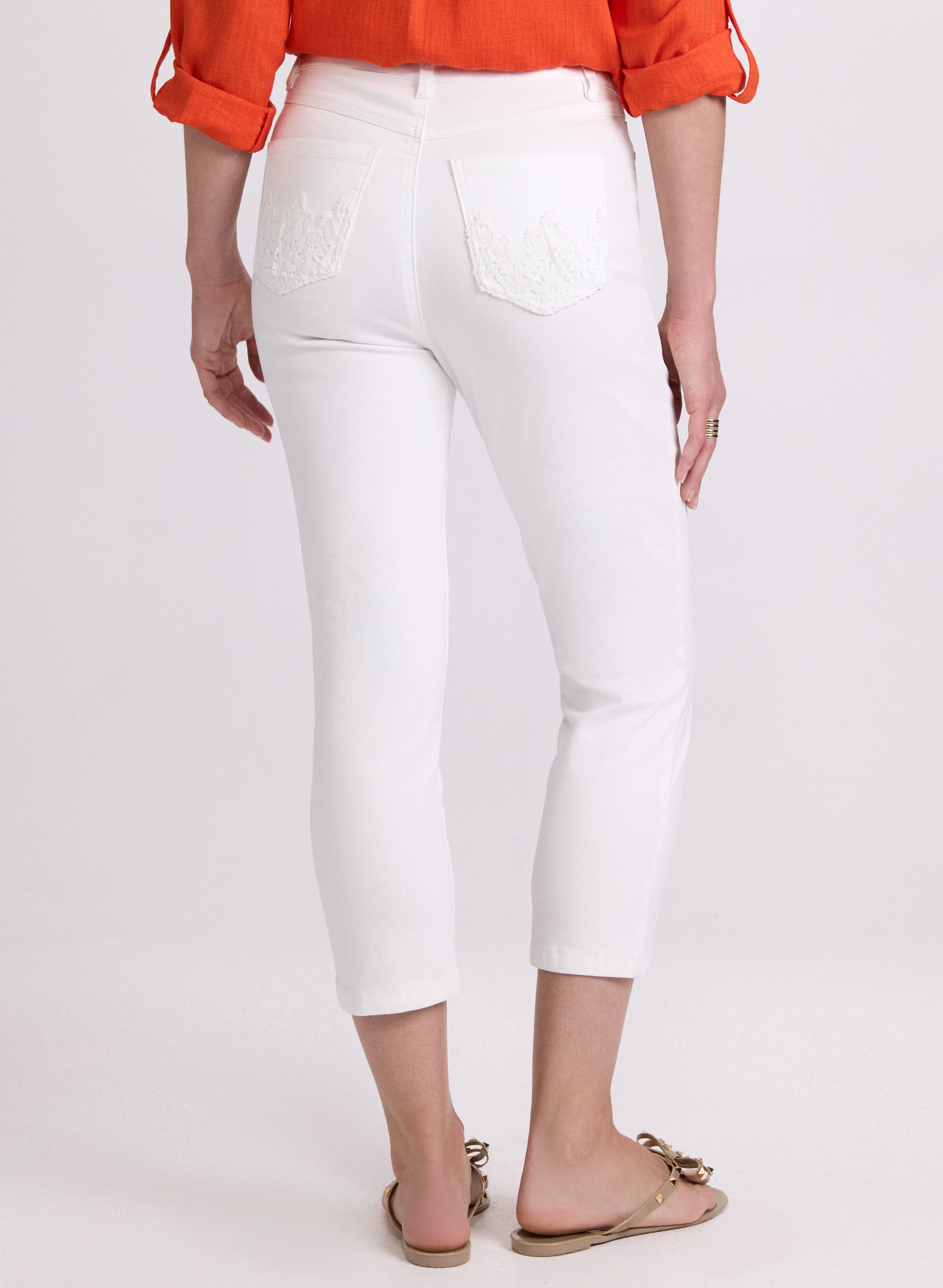 Crochet Trim Denim Capris - Image 4