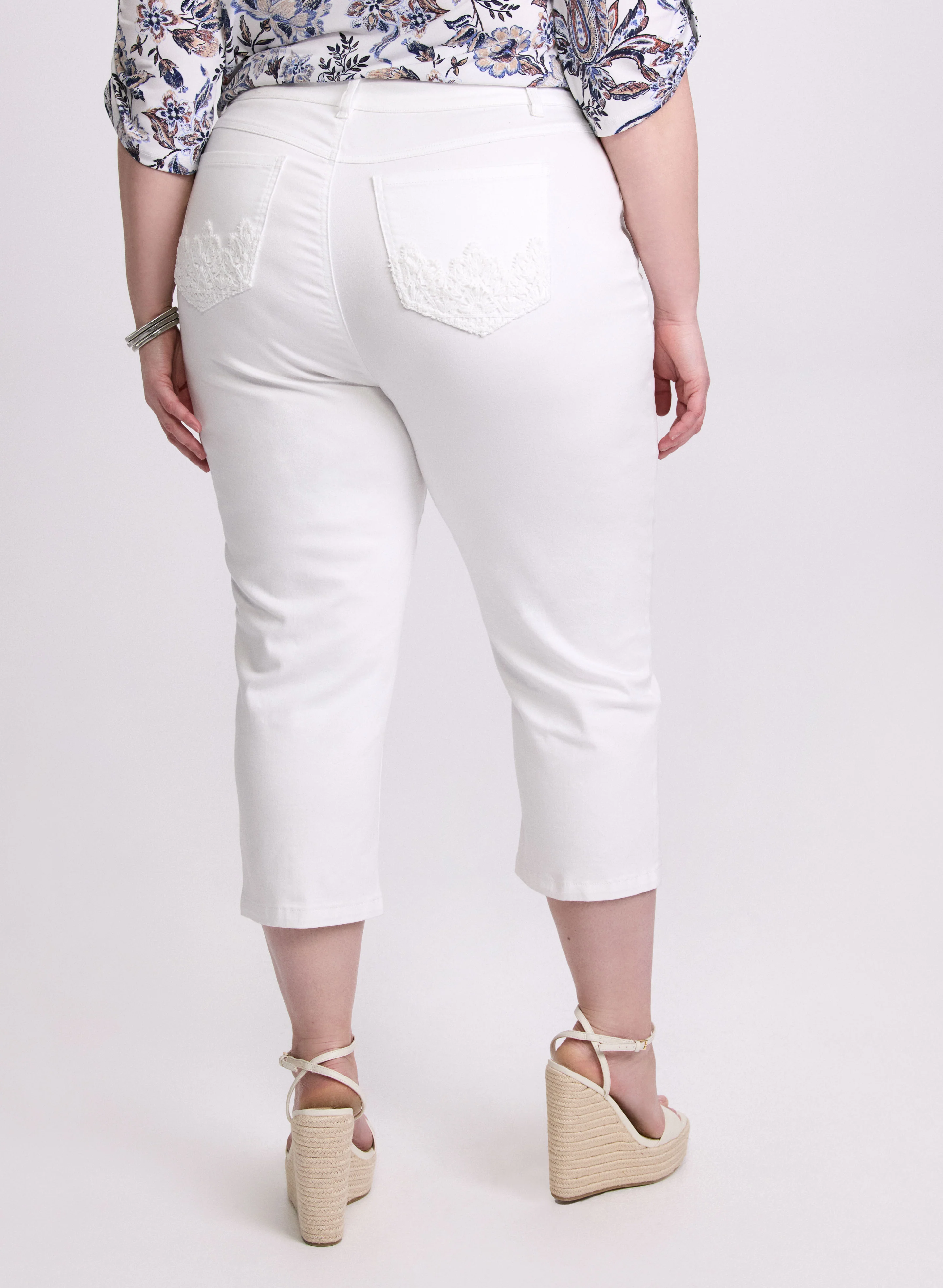 Crochet Trim Denim Capris - Image 2