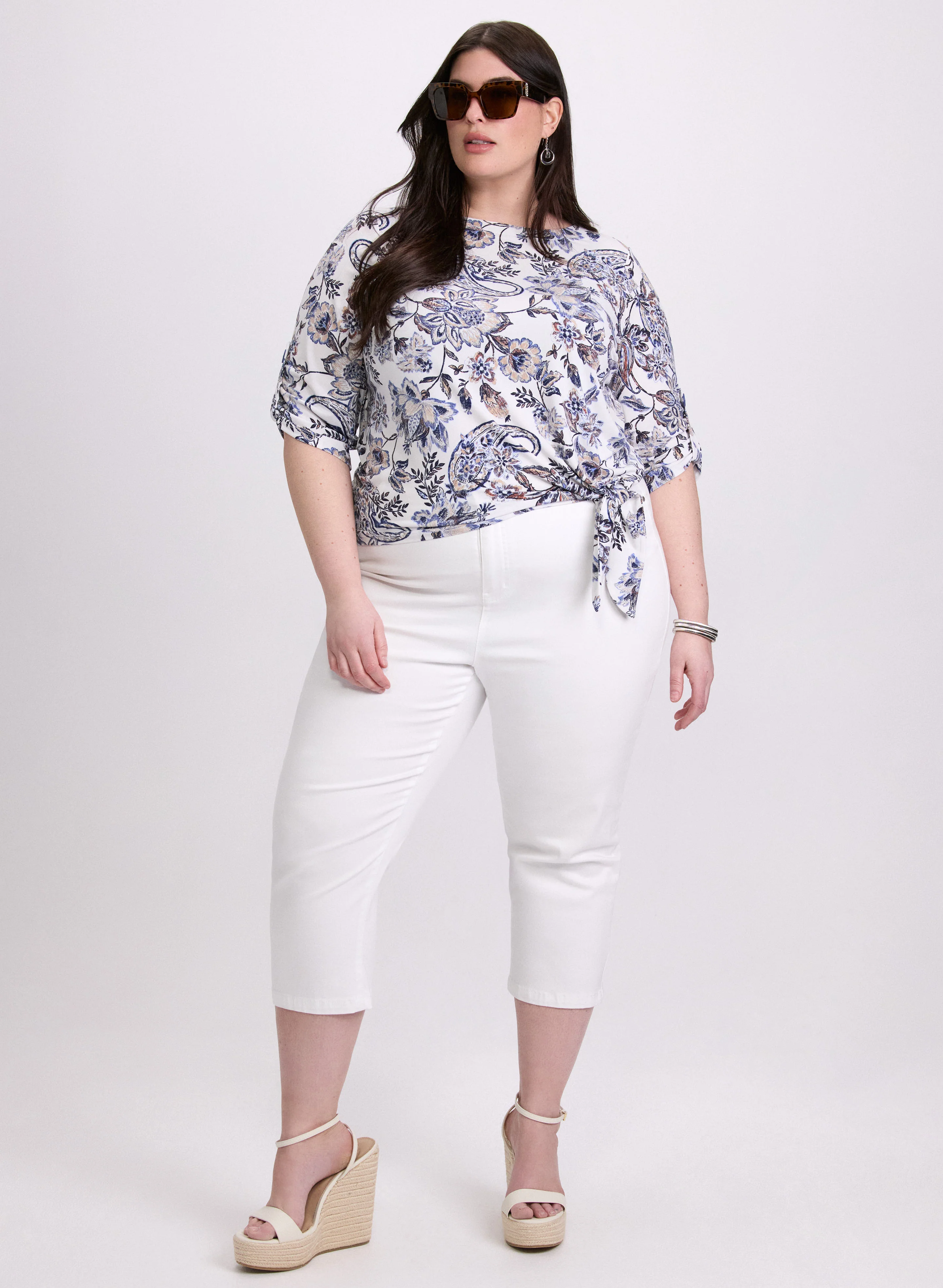 Crochet Trim Denim Capris - Image 3
