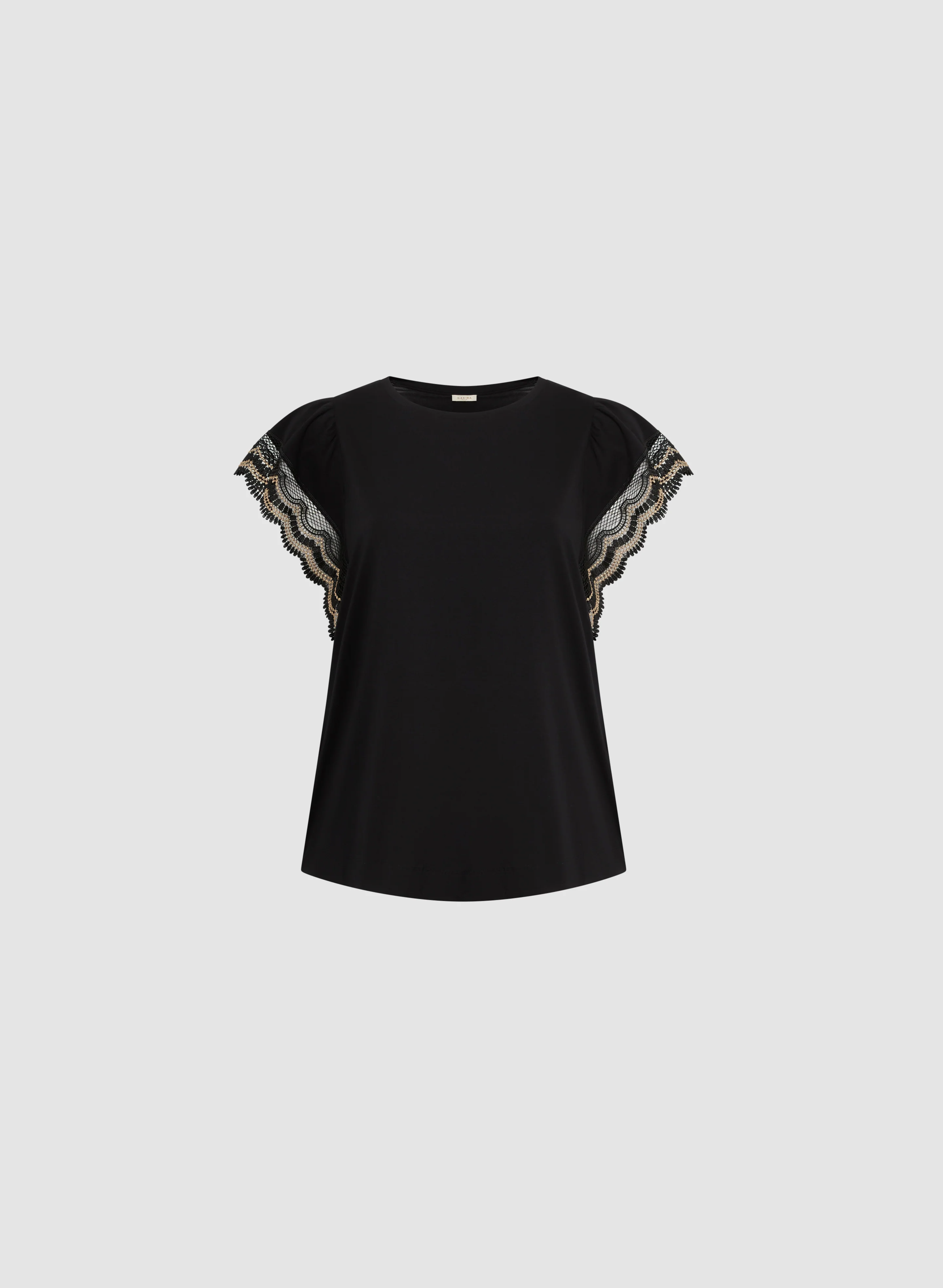 Crochet Trim Cap Sleeve T-Shirt - Image 6