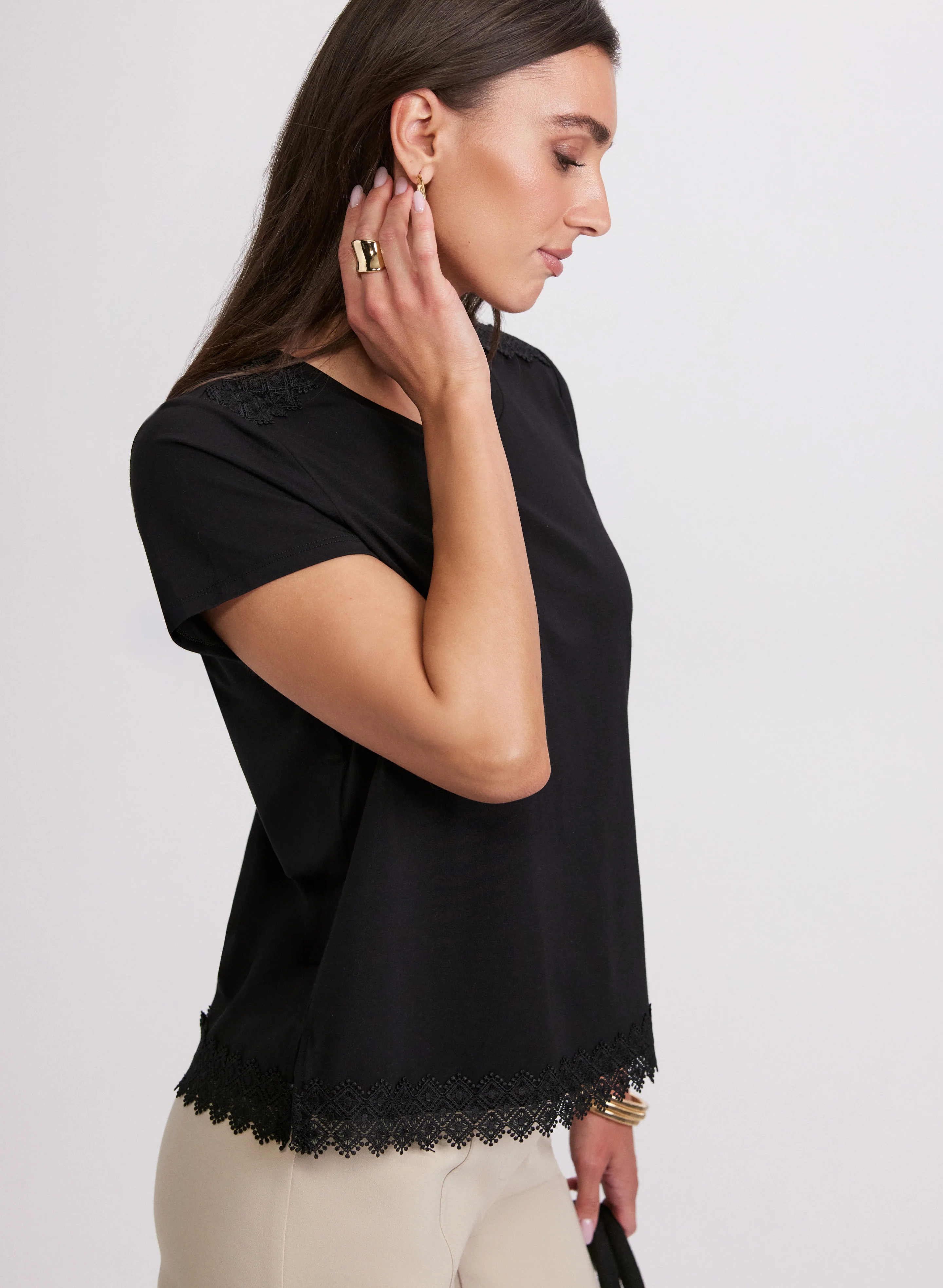 Crochet Trim T-Shirt - Image 2