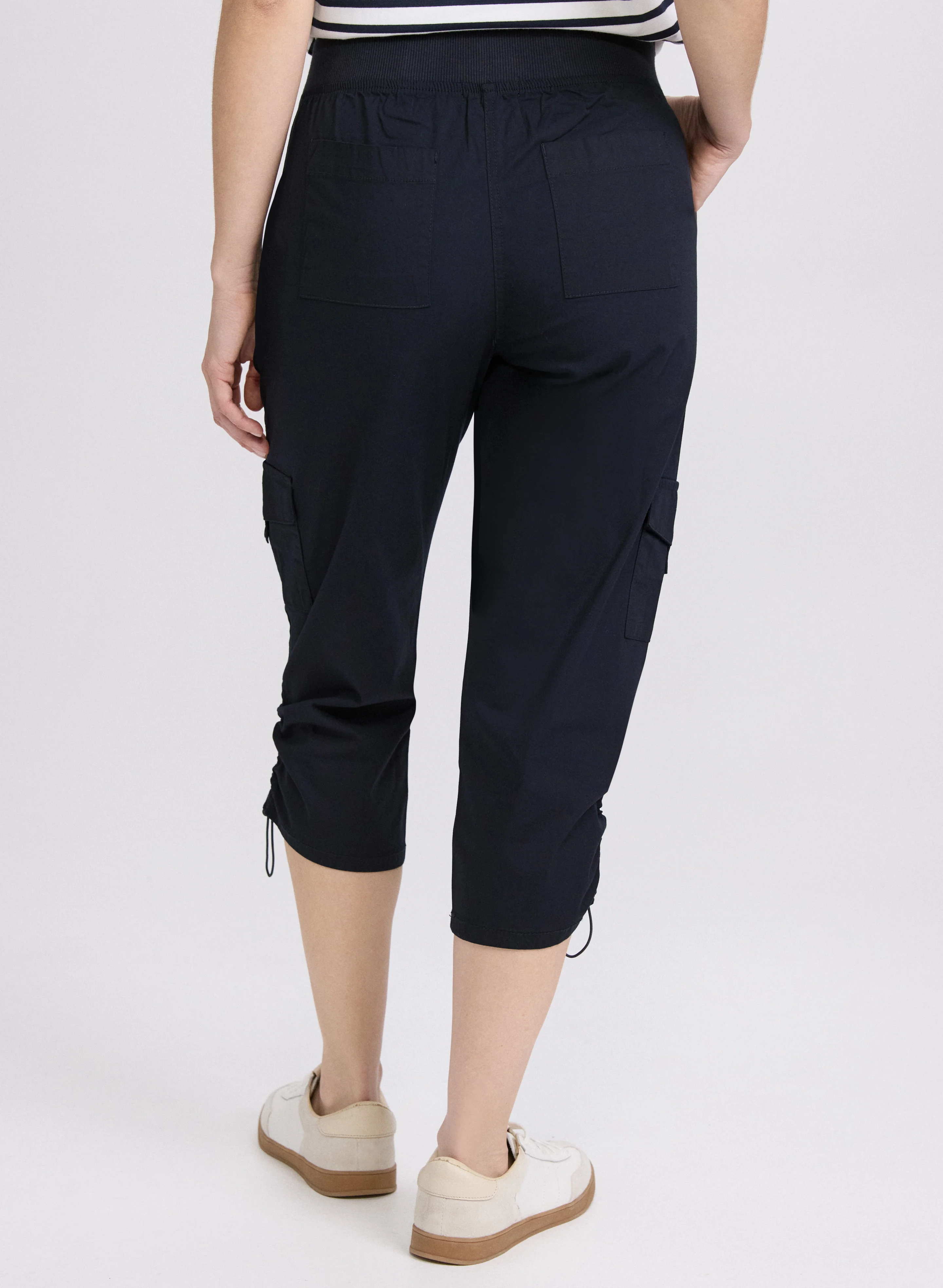 Cropped Drawstring Hem Cargo Pants - Image 2