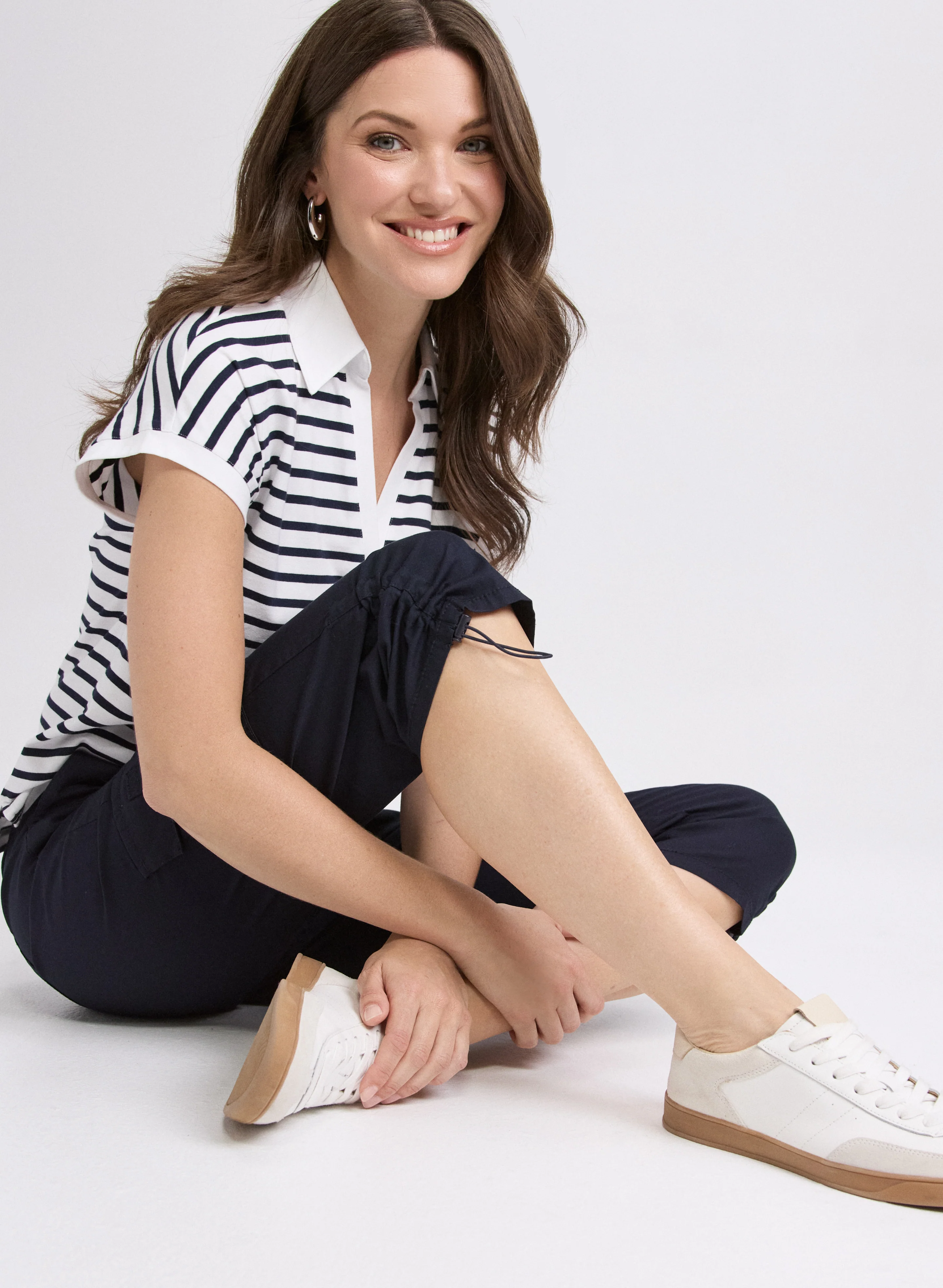 Cropped Drawstring Hem Cargo Pants - Image 5