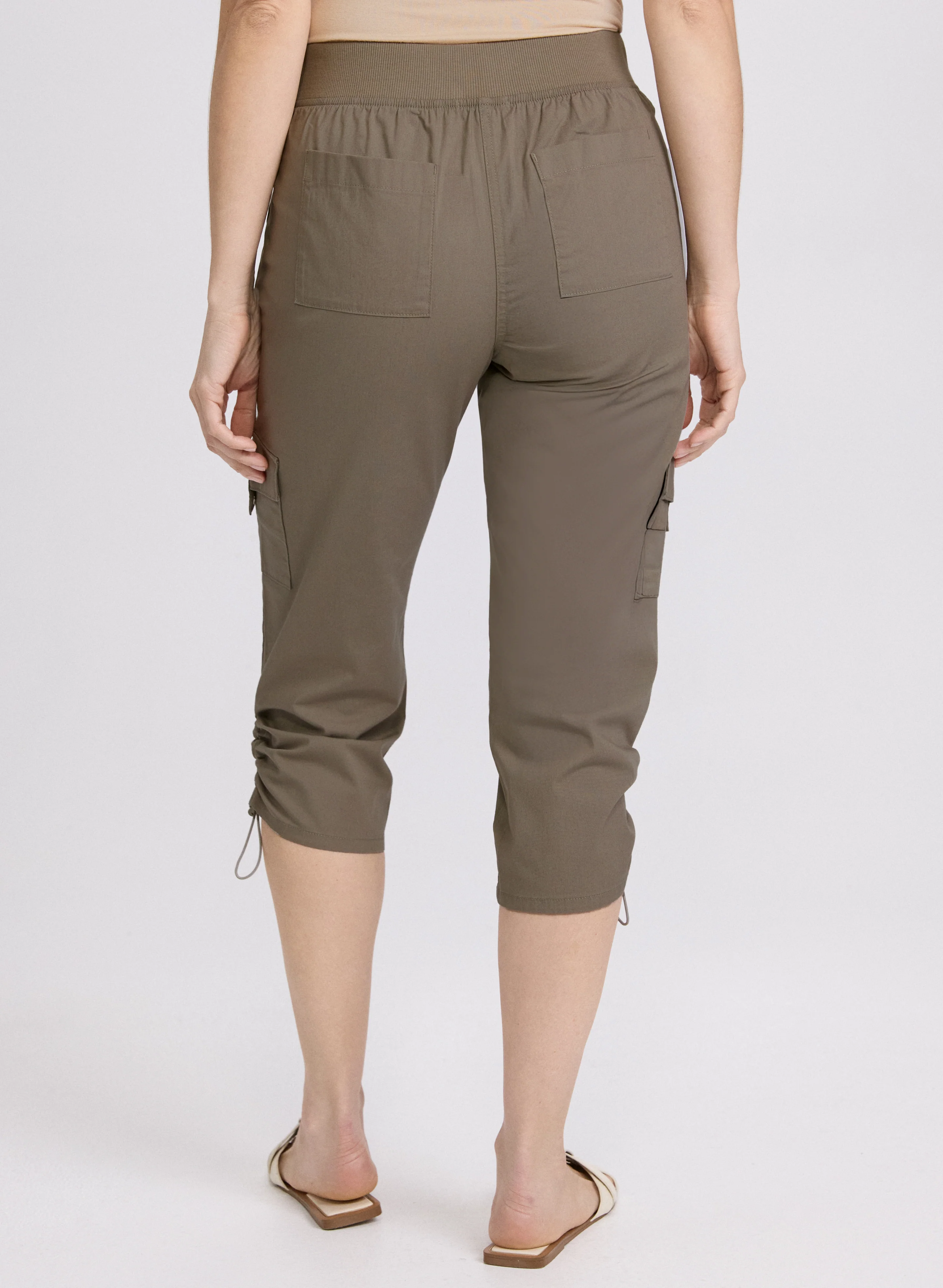 Cropped Drawstring Hem Cargo Pants - Image 2