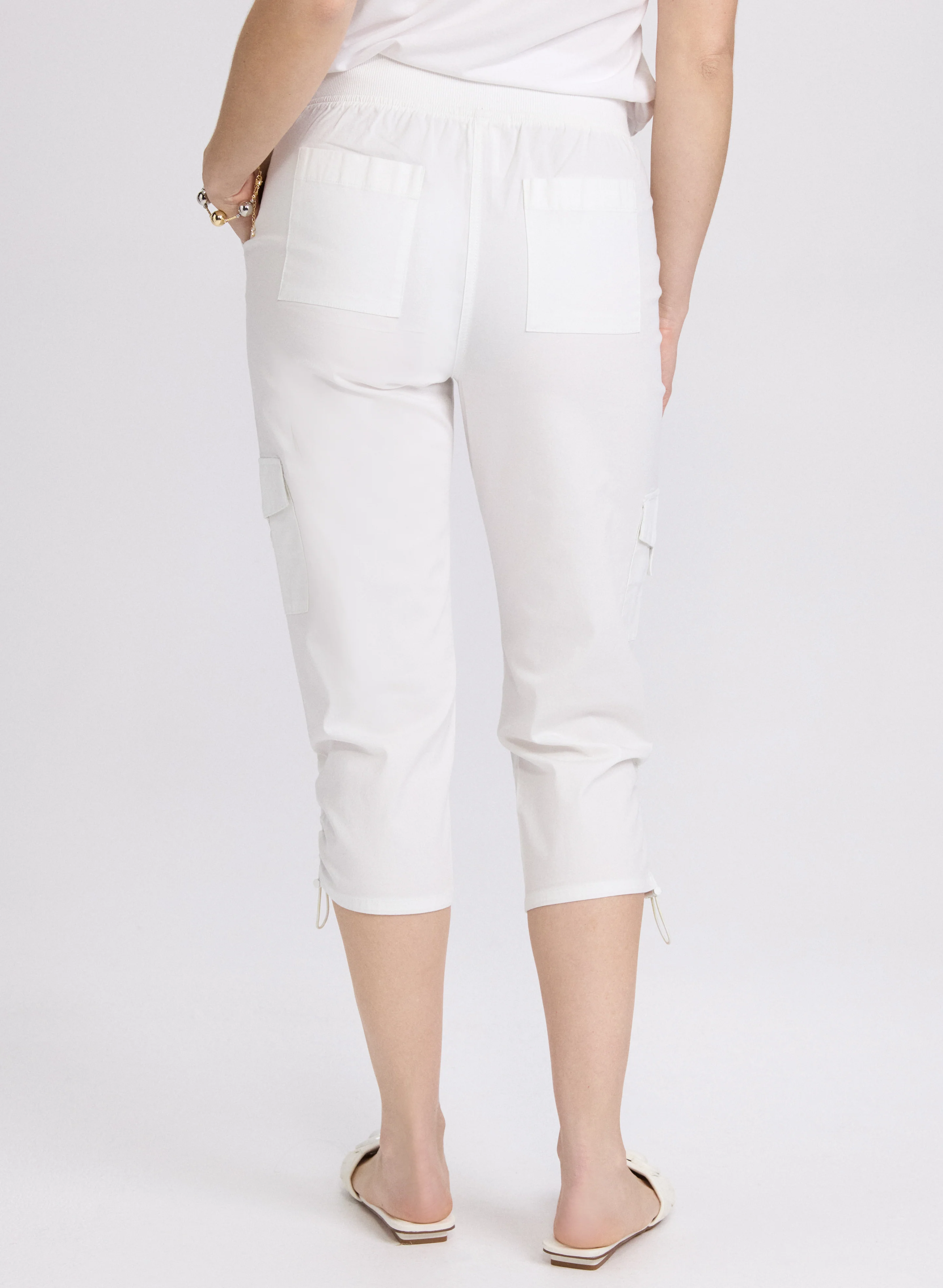 Cropped Drawstring Hem Cargo Pants - Image 2