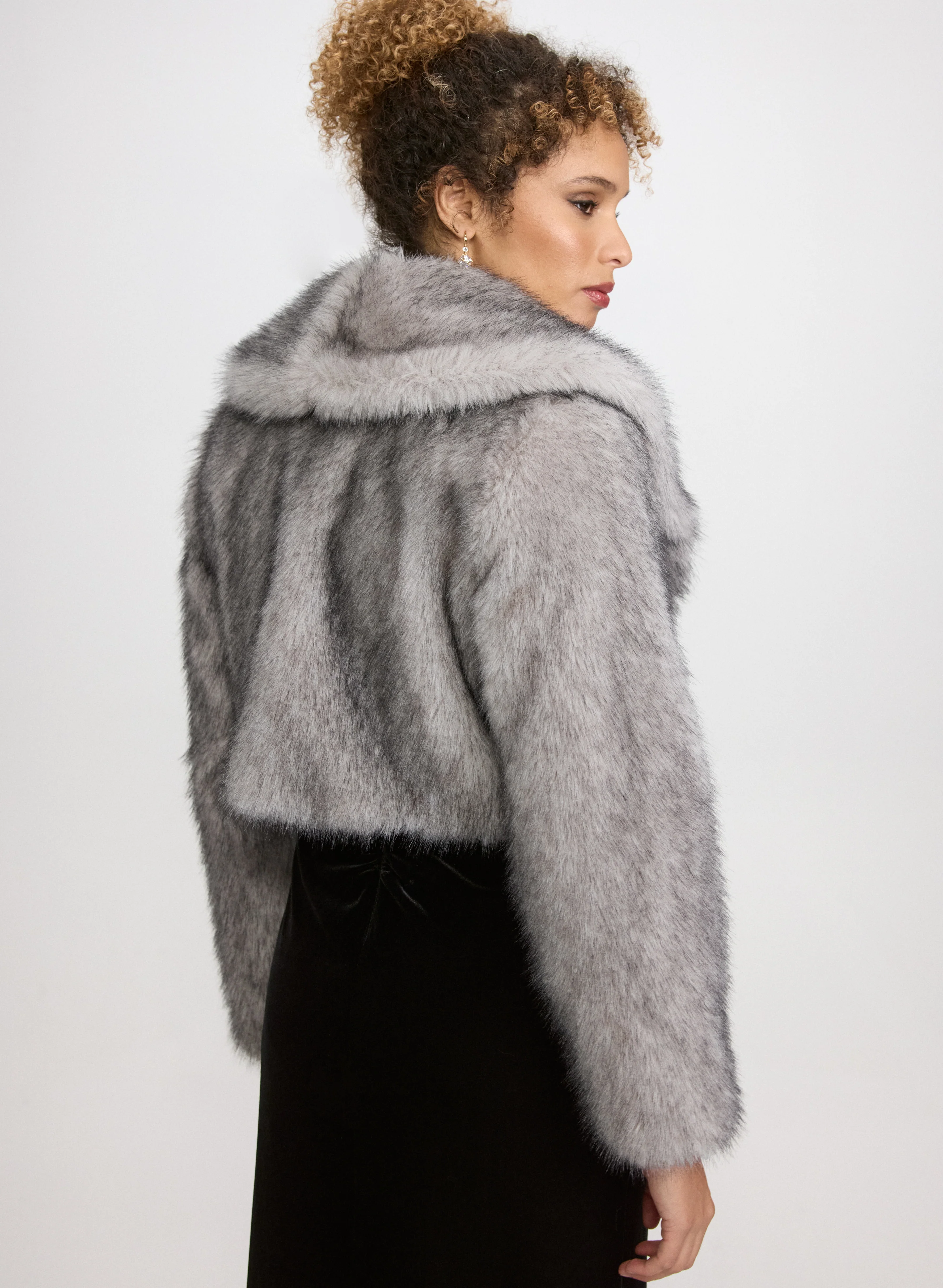 Cropped Faux Fur Jacket - Image 2