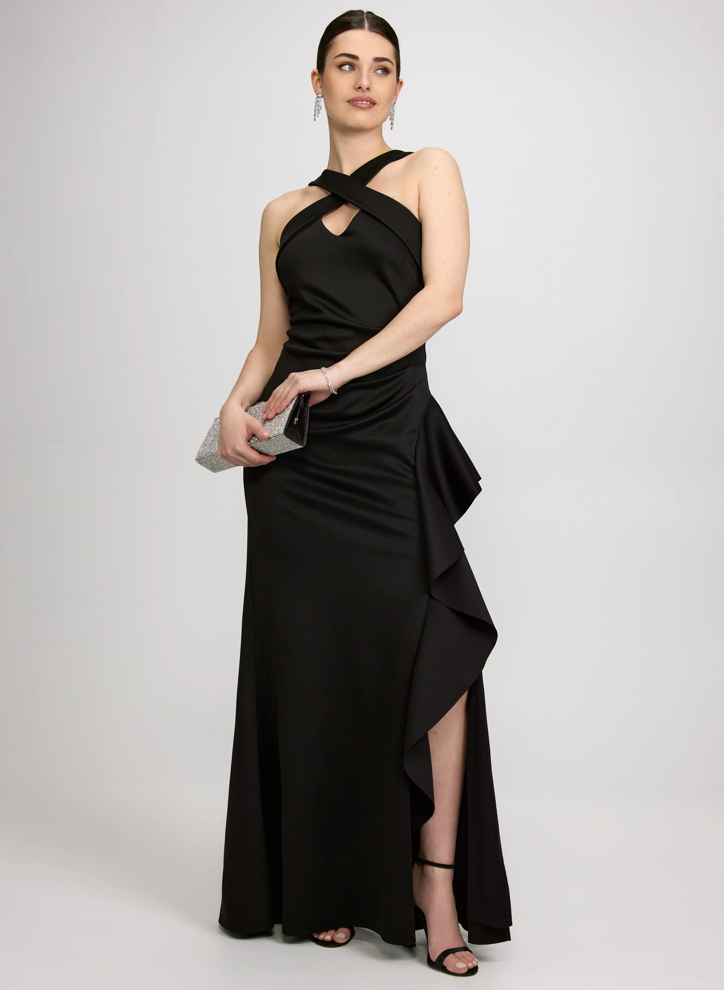 Crossover Halter Neck Dress