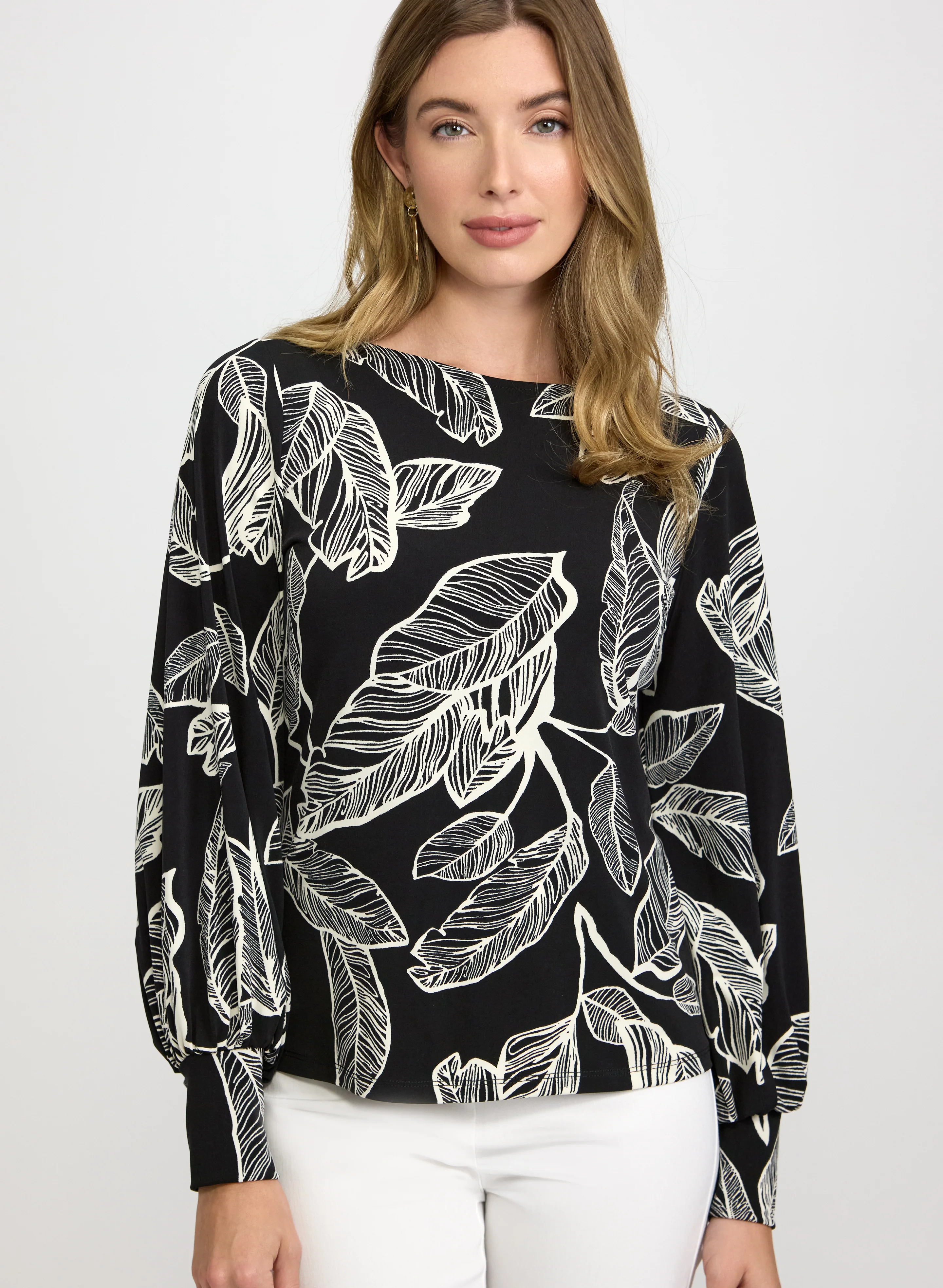 Sketch Leaf Print Top