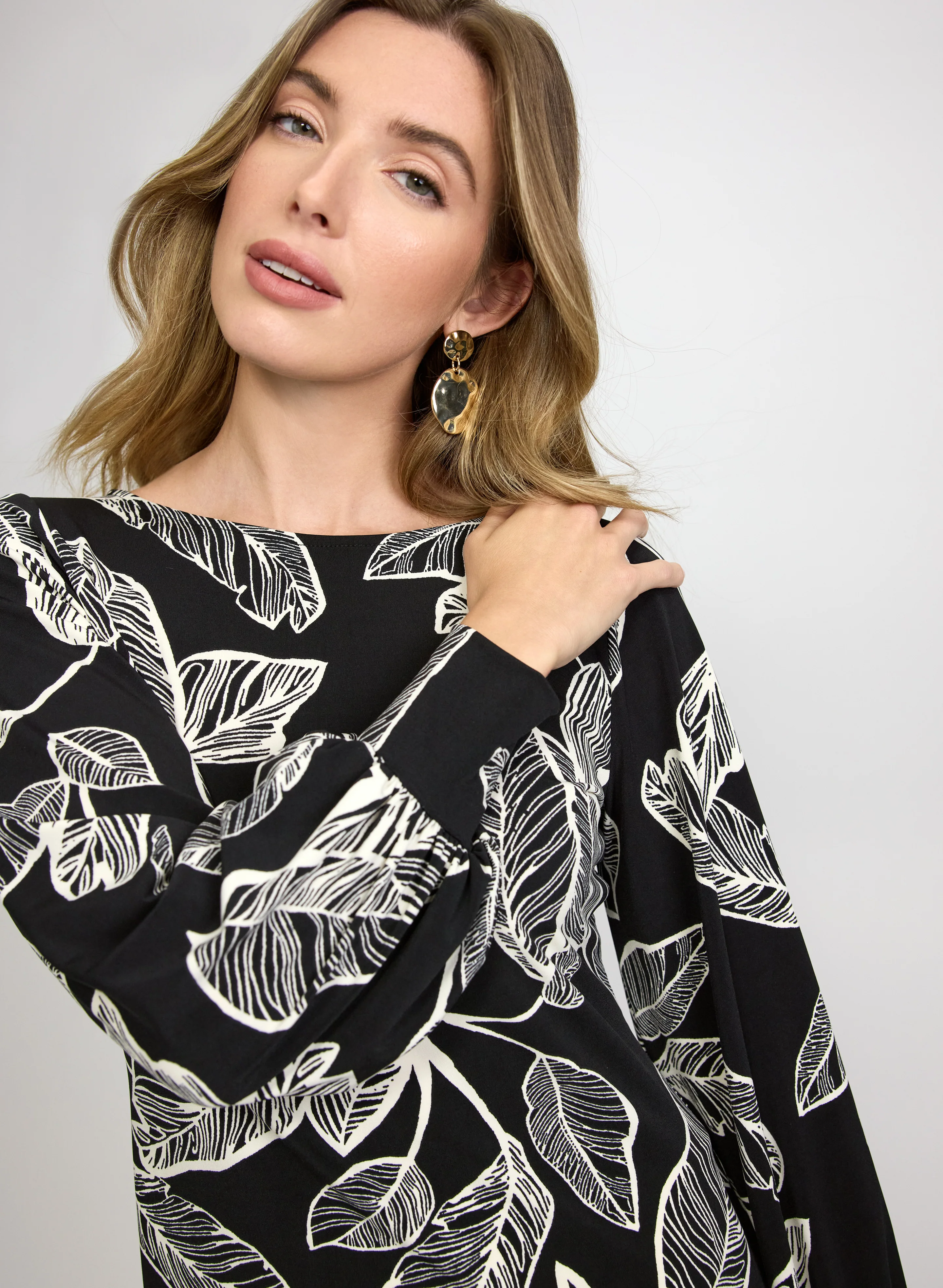 Sketch Leaf Print Top - Image 2