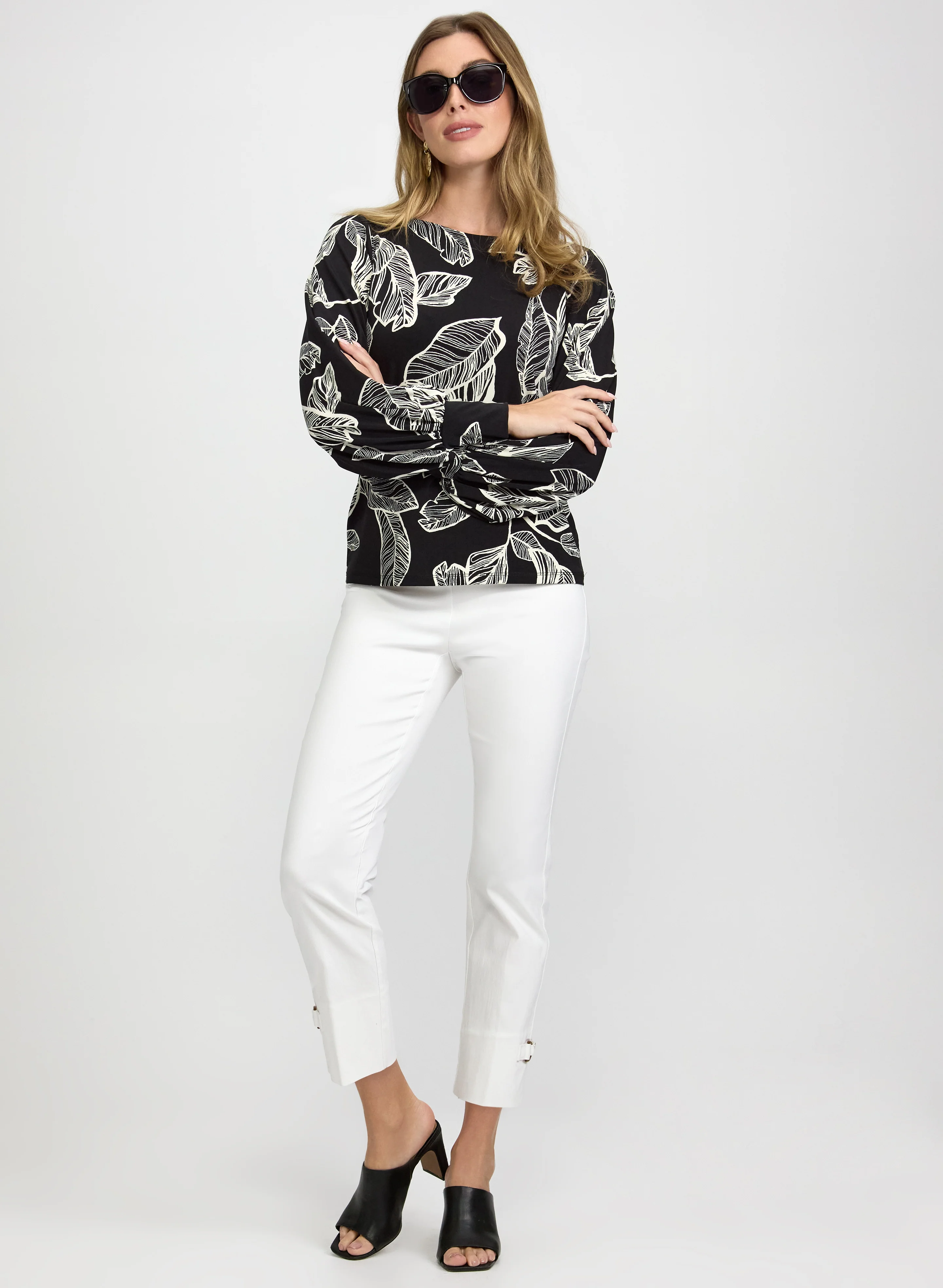 Sketch Leaf Print Top - Image 3