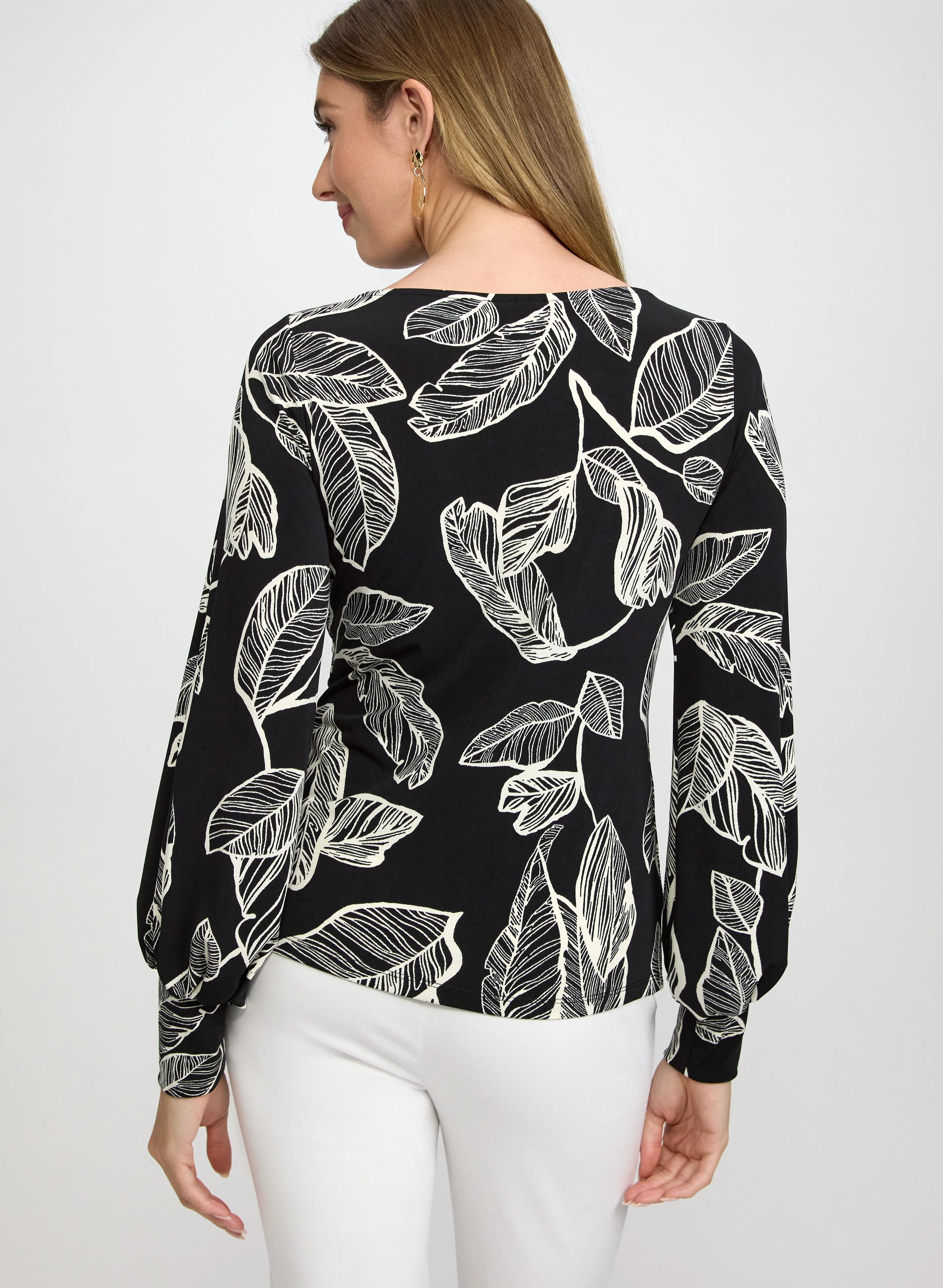 Sketch Leaf Print Top - Image 5