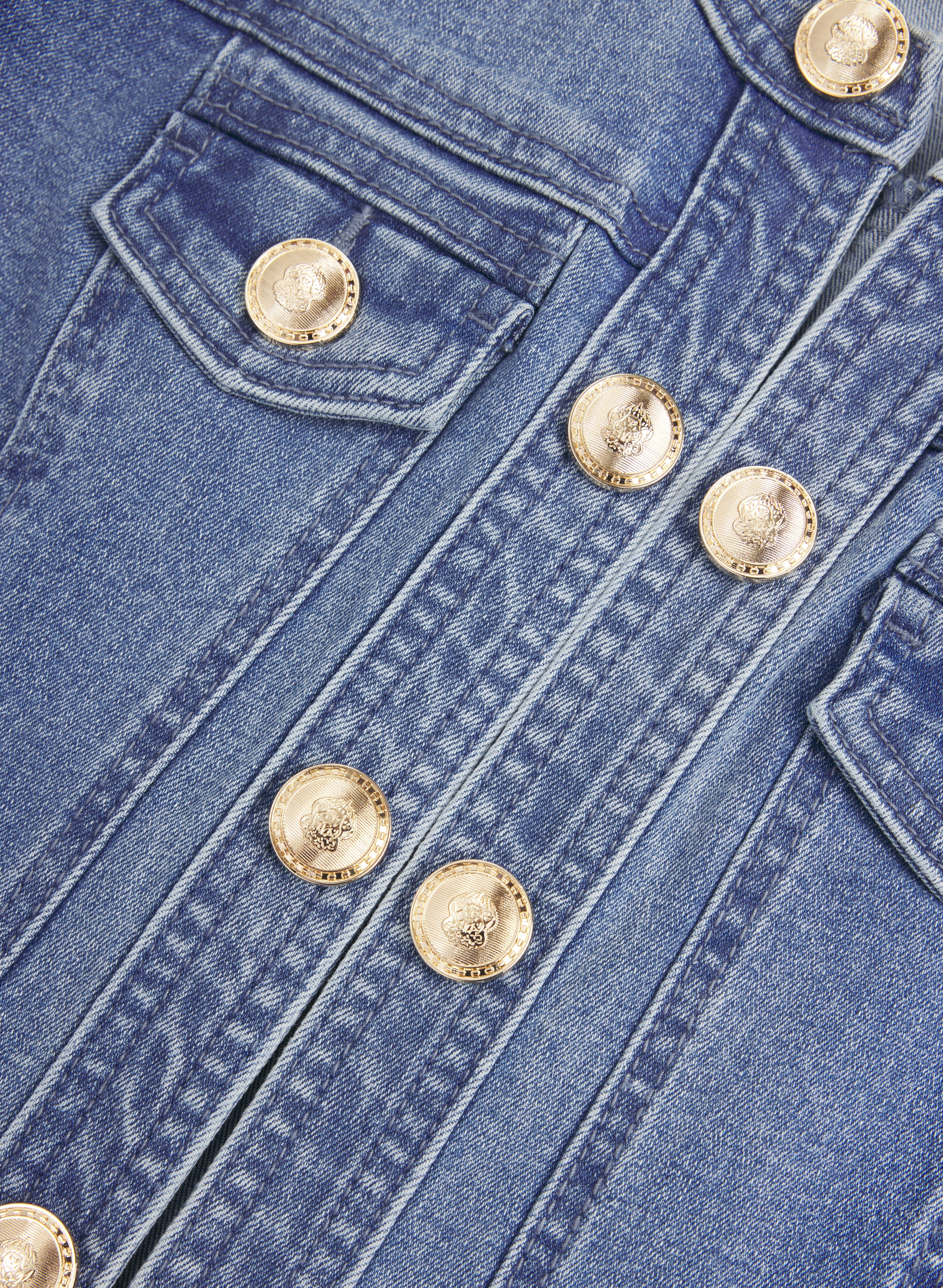 Decorative Button-Front Denim Jacket - Image 7