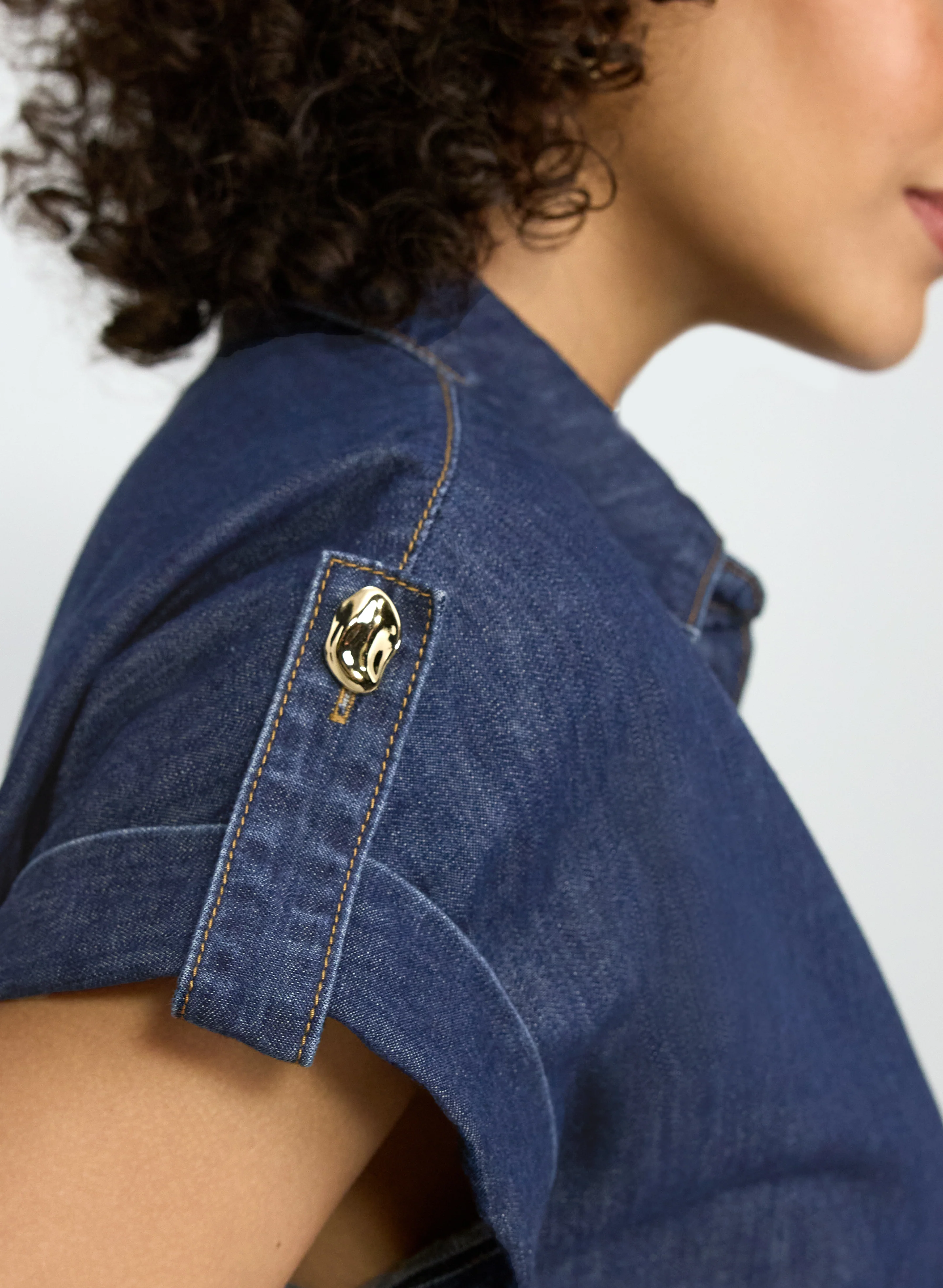 Denim Button-Down Blouse - Image 5