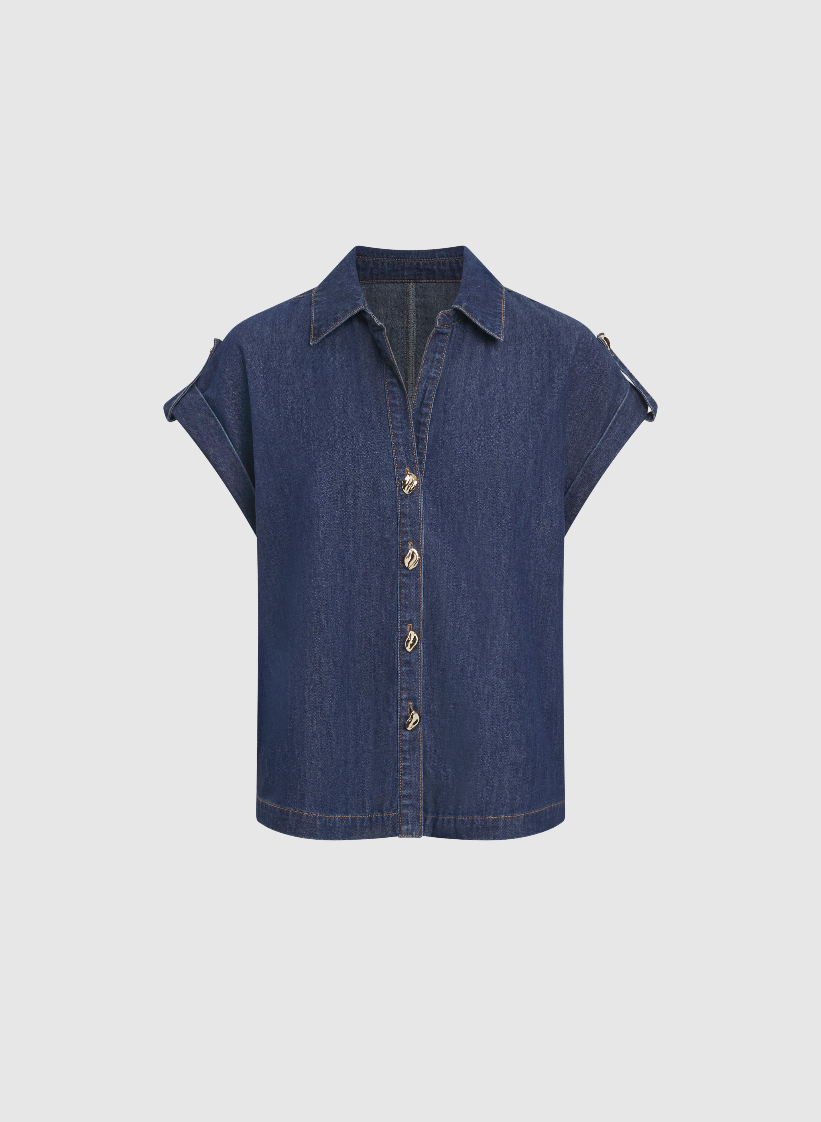 Denim Button-Down Blouse - Image 6
