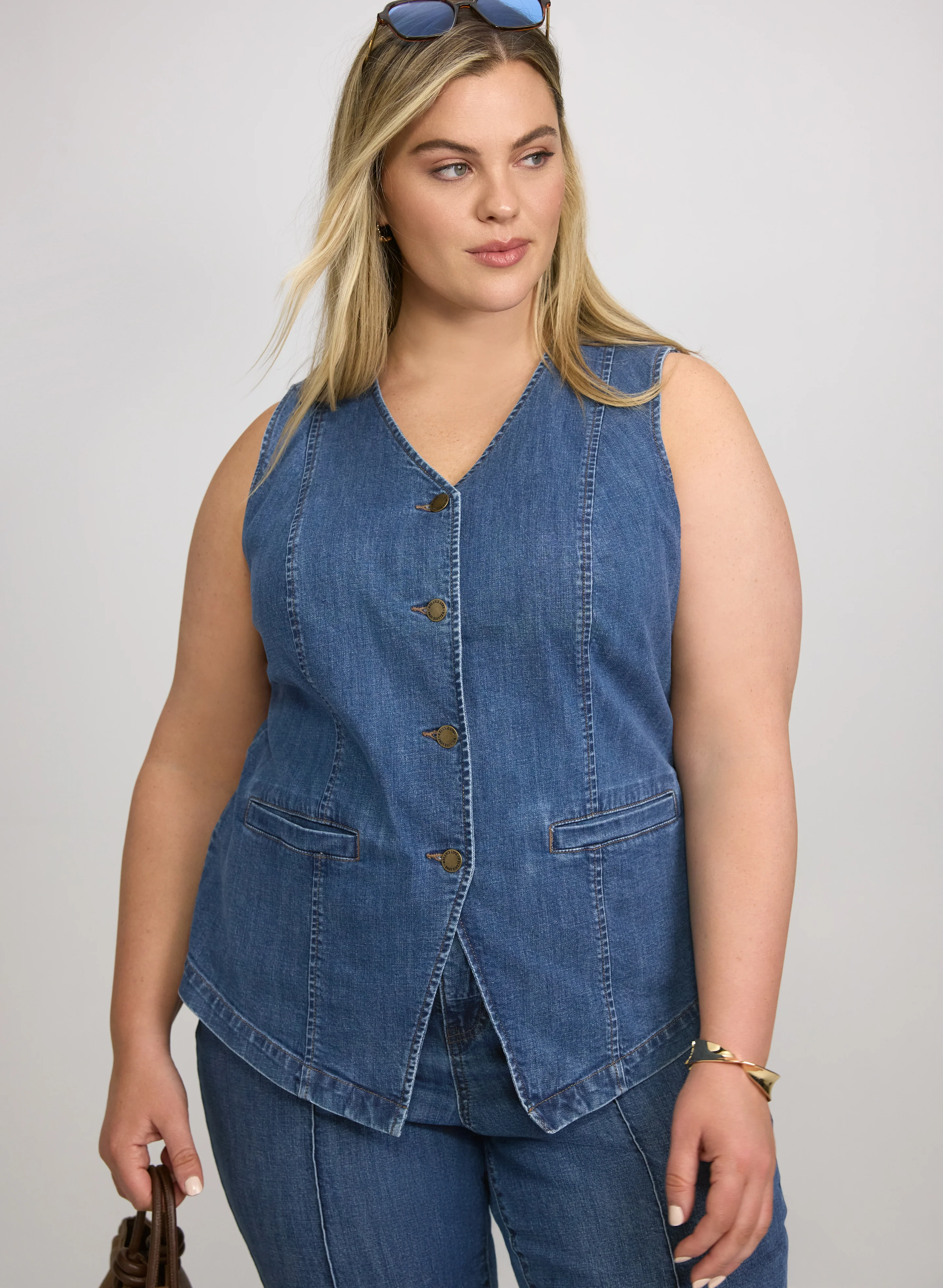Melanie Lyne - Denim Button-Down Vest