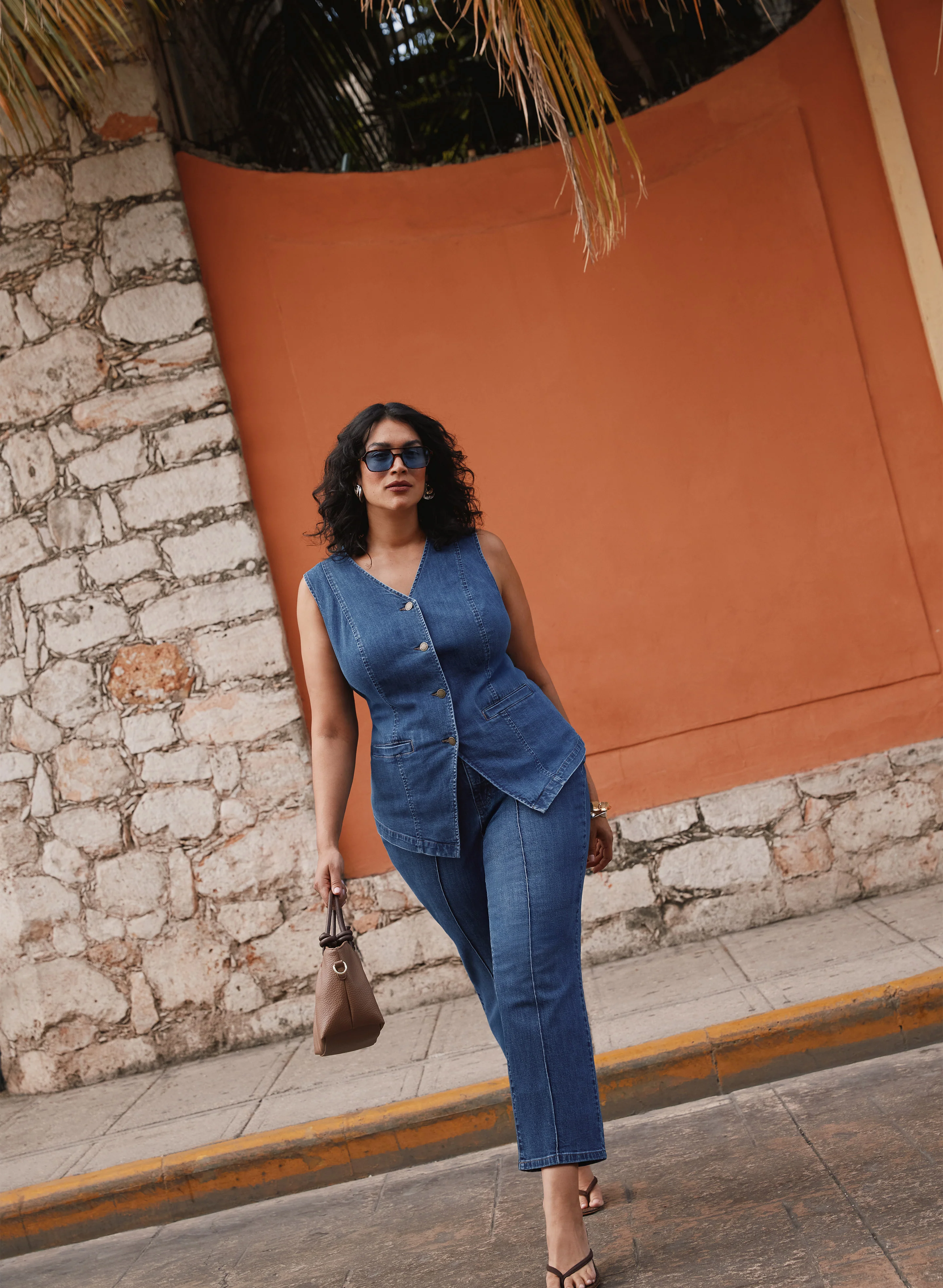 Melanie Lyne - Denim Button-Down Vest - Image 2