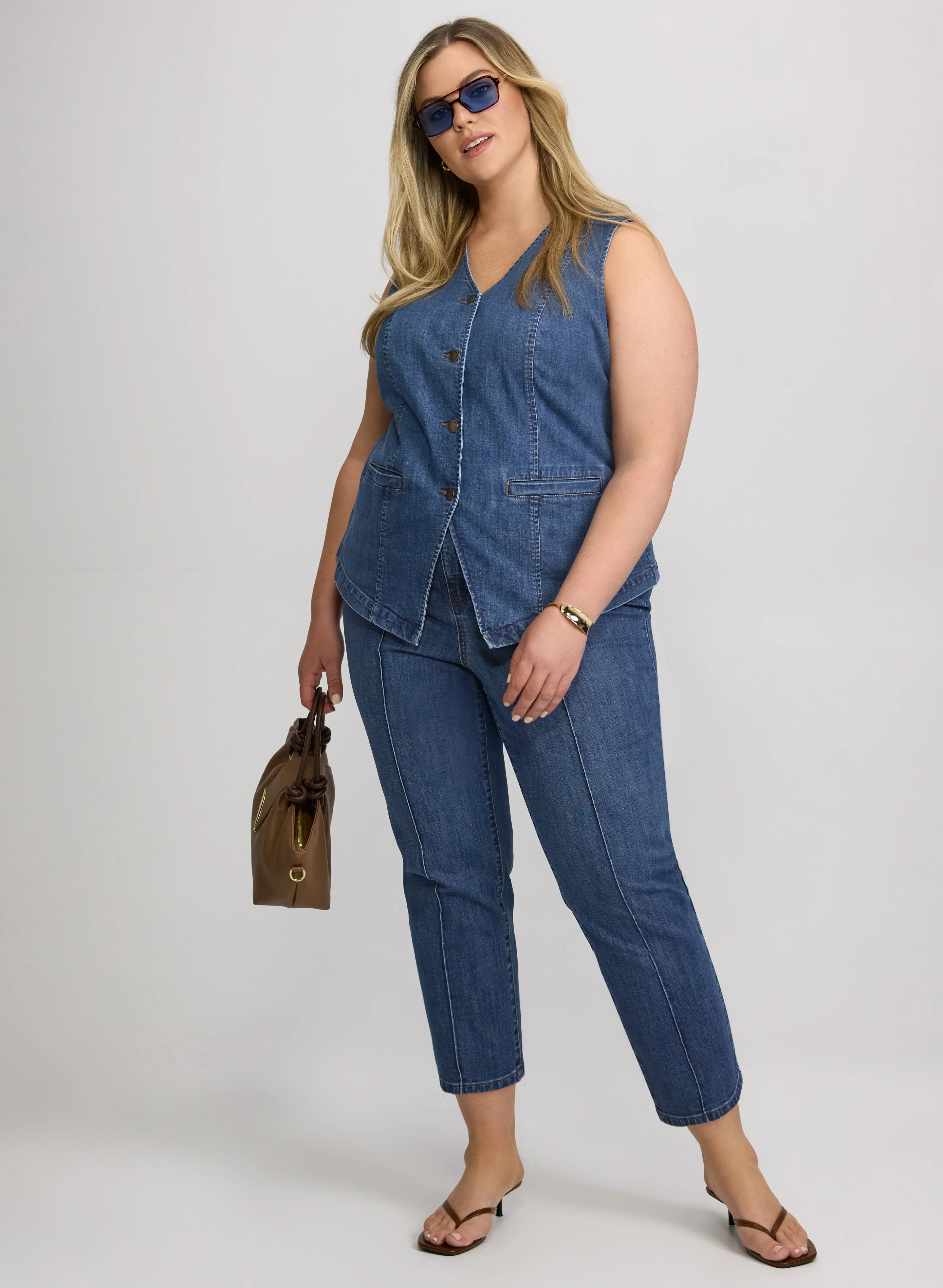 Melanie Lyne - Denim Button-Down Vest - Image 4