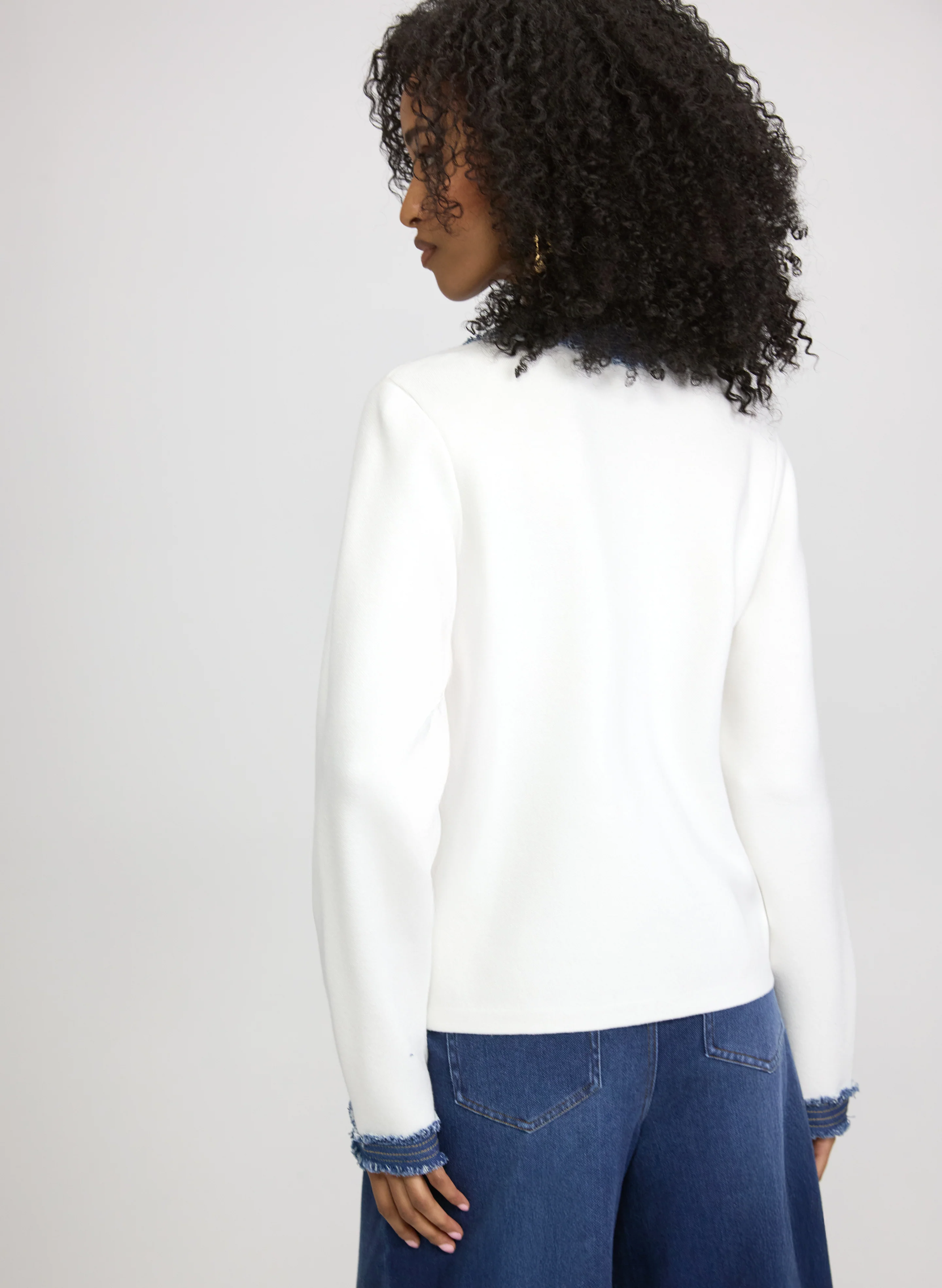Denim Trim Cardigan - Image 4