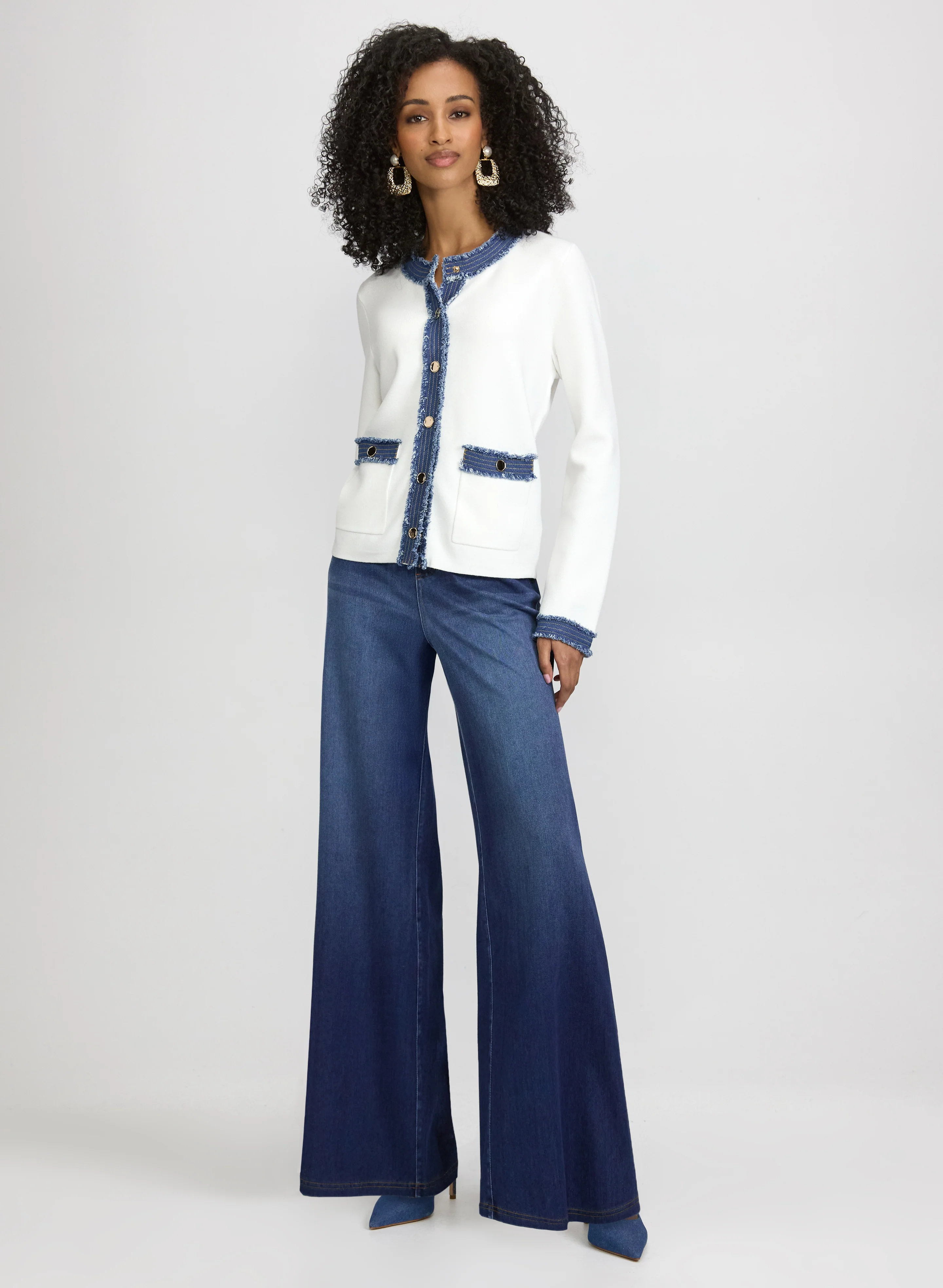 Denim Trim Cardigan - Image 6