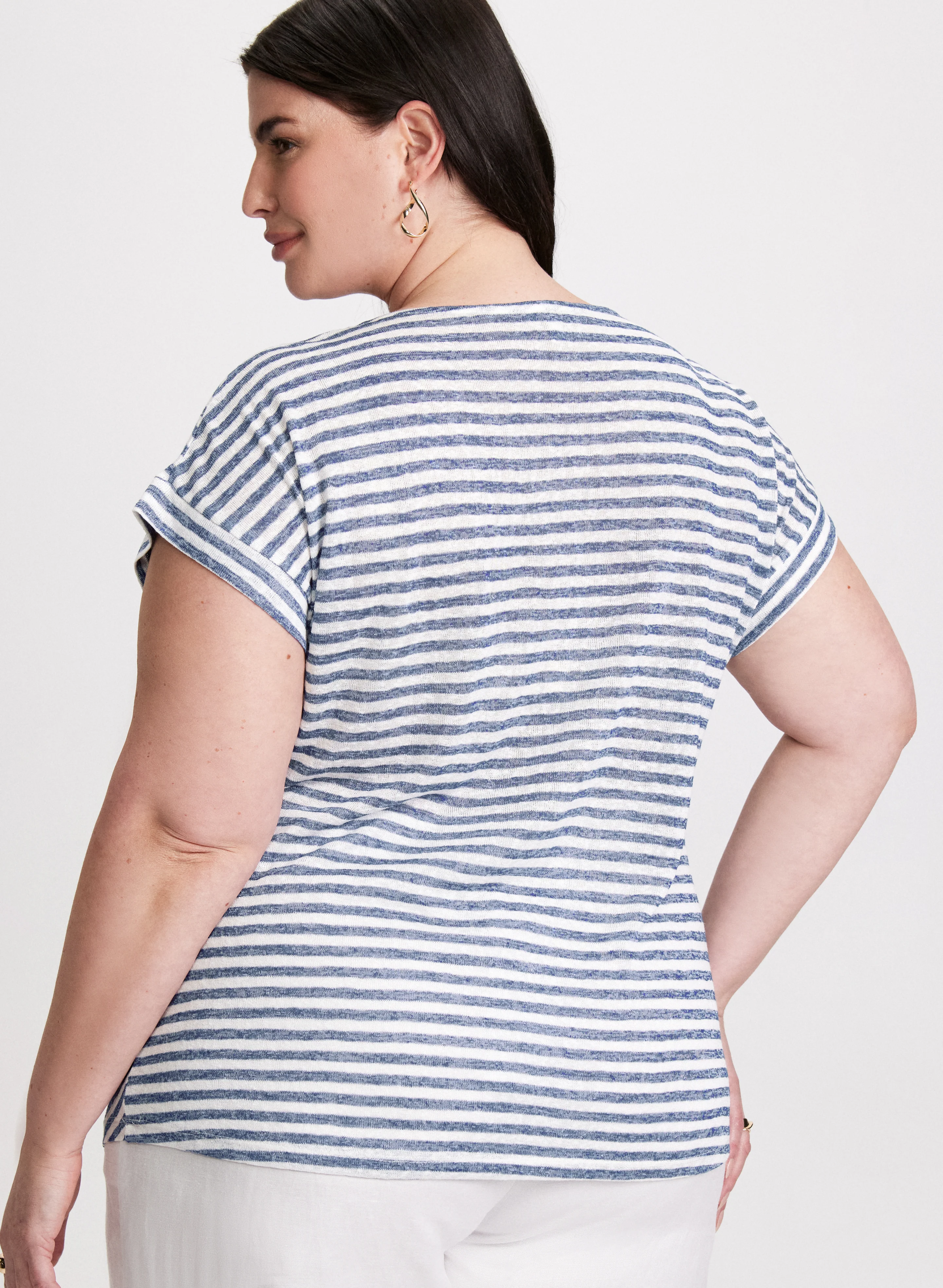Diagonal Stripe Cap Sleeve Top - Image 4