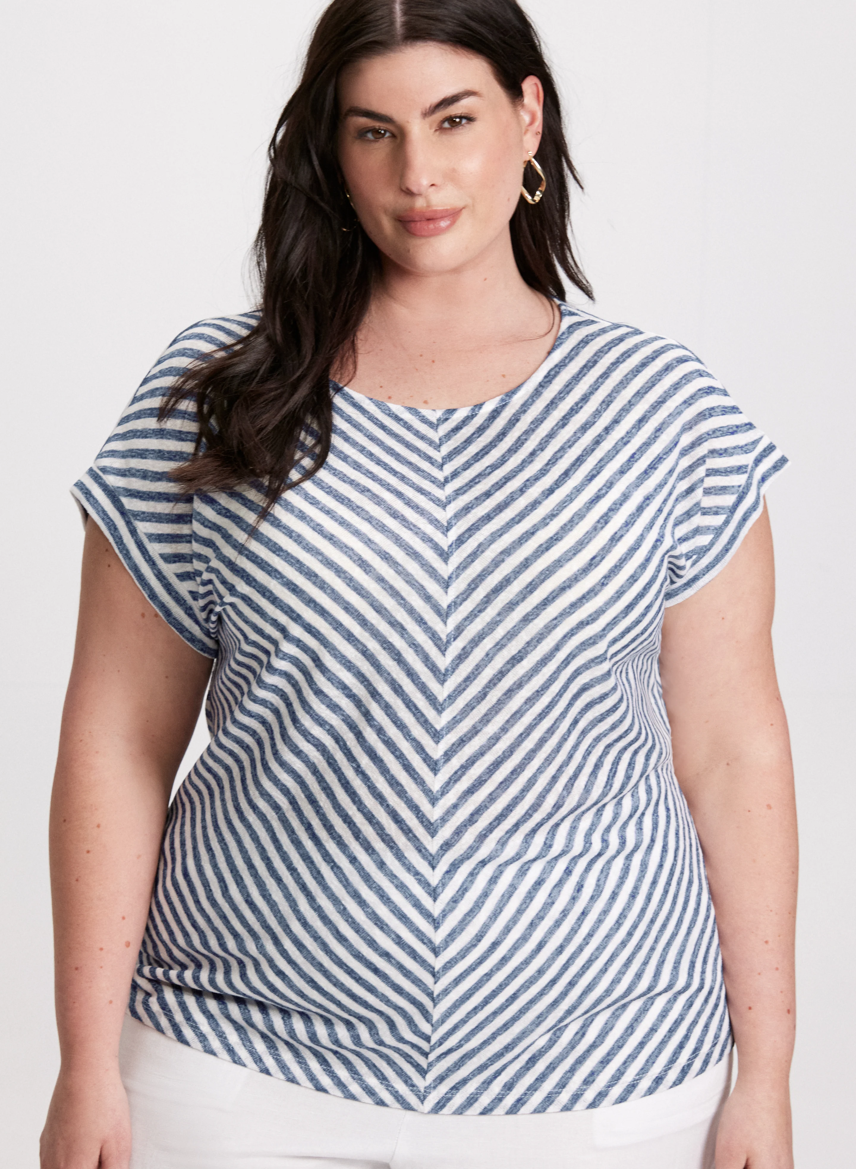 Diagonal Stripe Cap Sleeve Top - Image 5