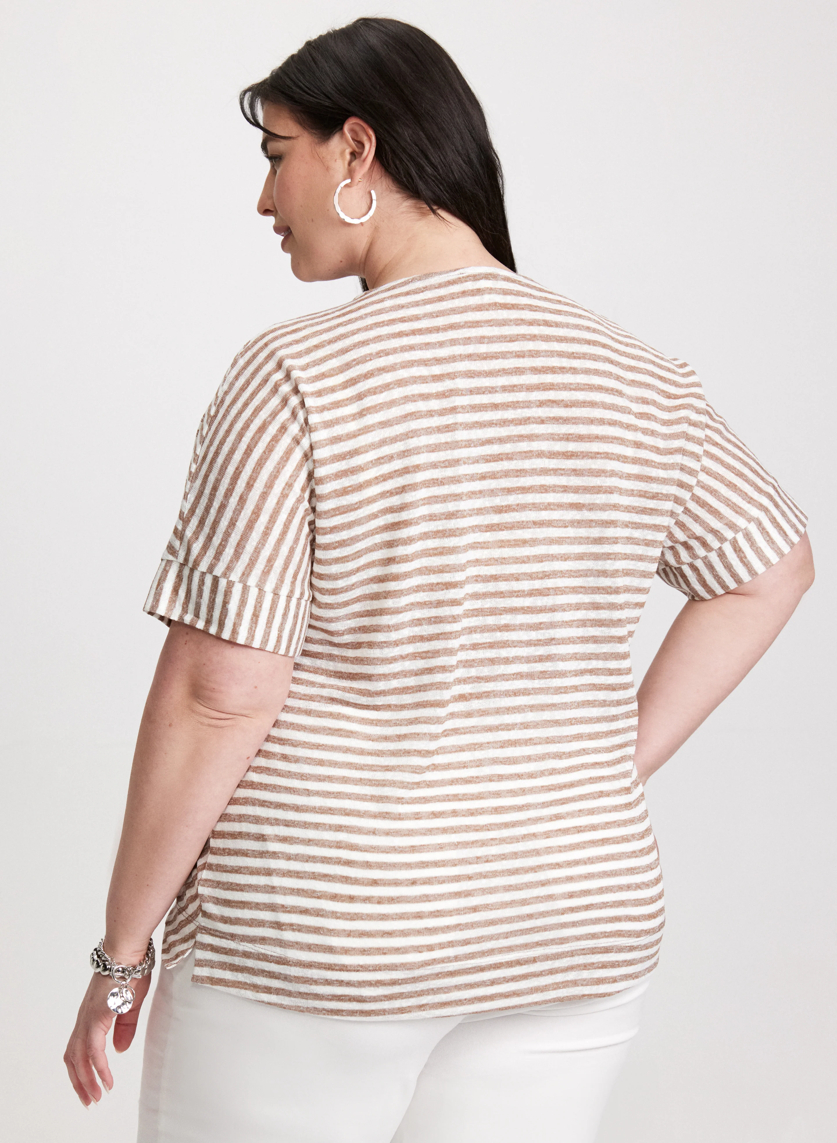 Diagonal Stripes Short Sleeve Top - Image 4