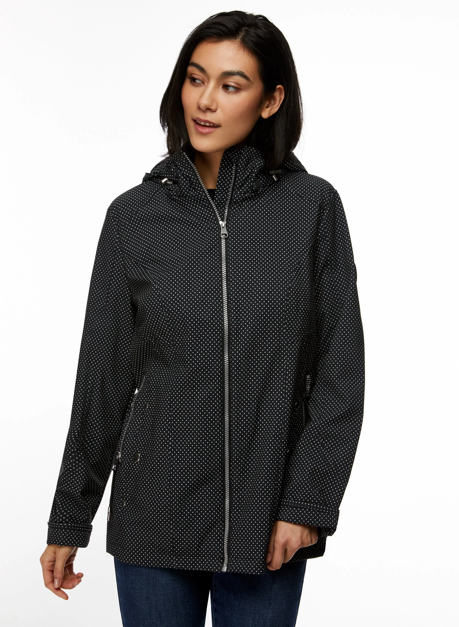 Dot Motif Zip Front Coat - Image 4