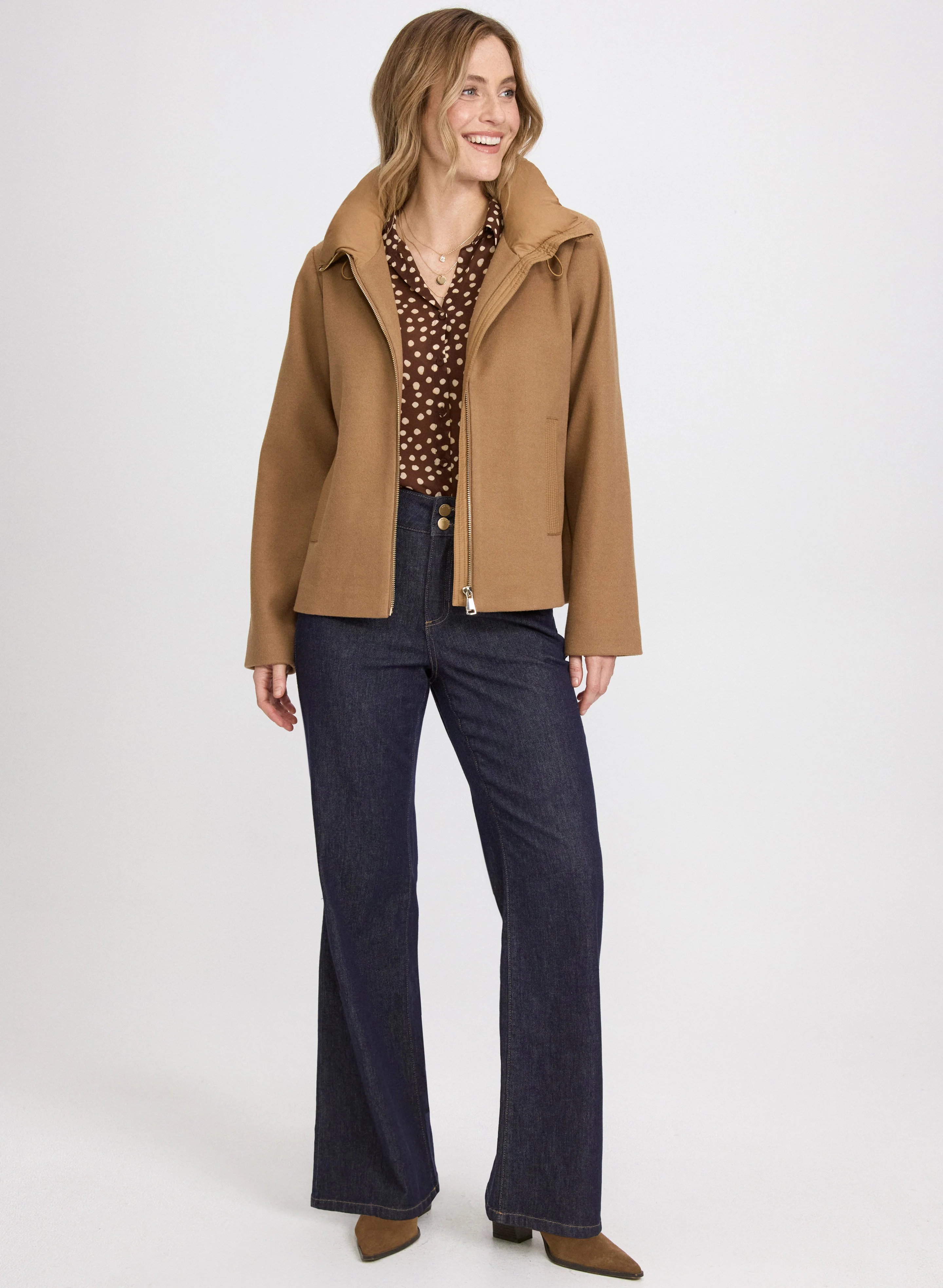 Dot Print Button-Down Blouse - Image 3