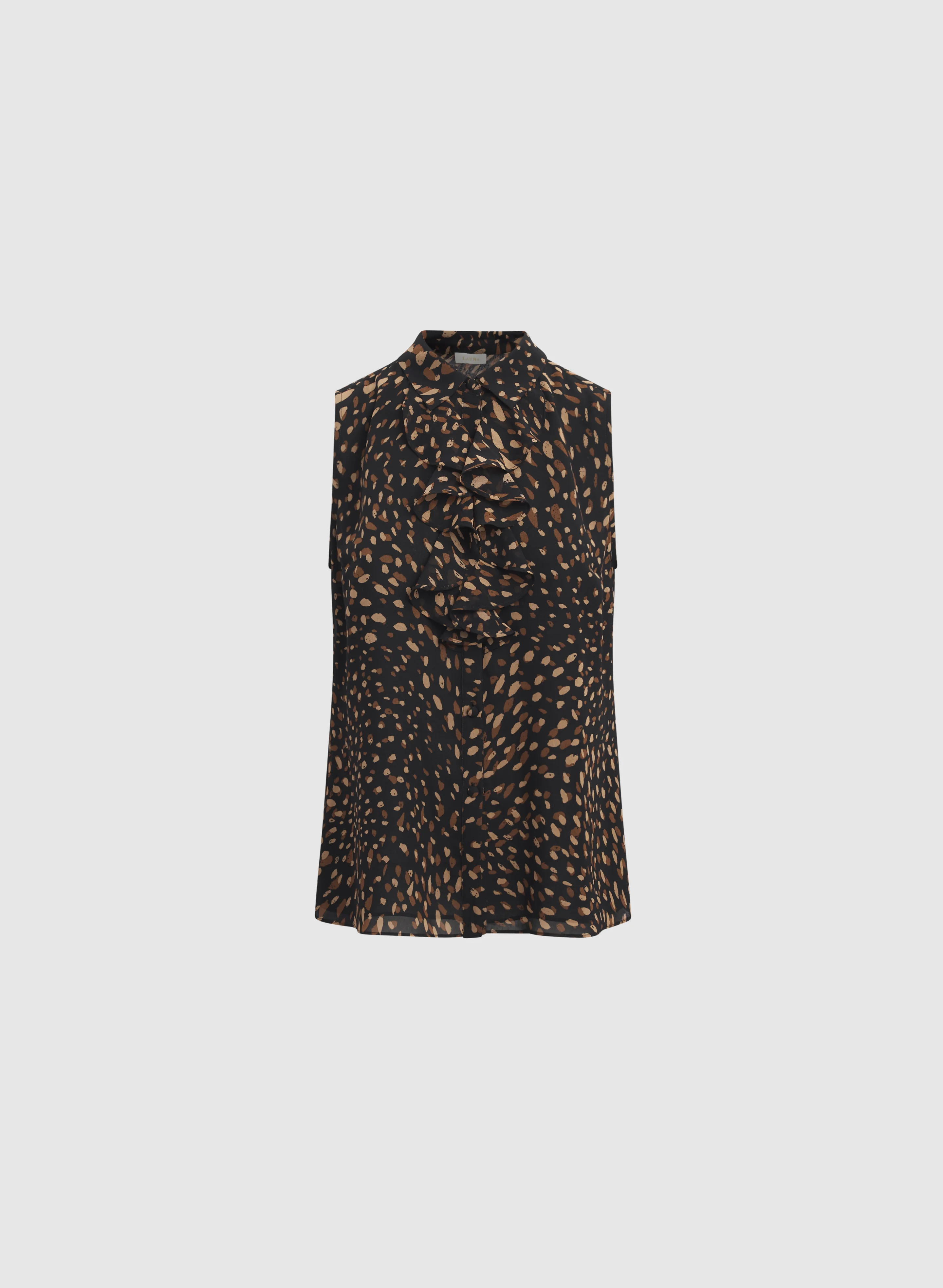 Dot Print Ruffle Front Blouse - Image 6