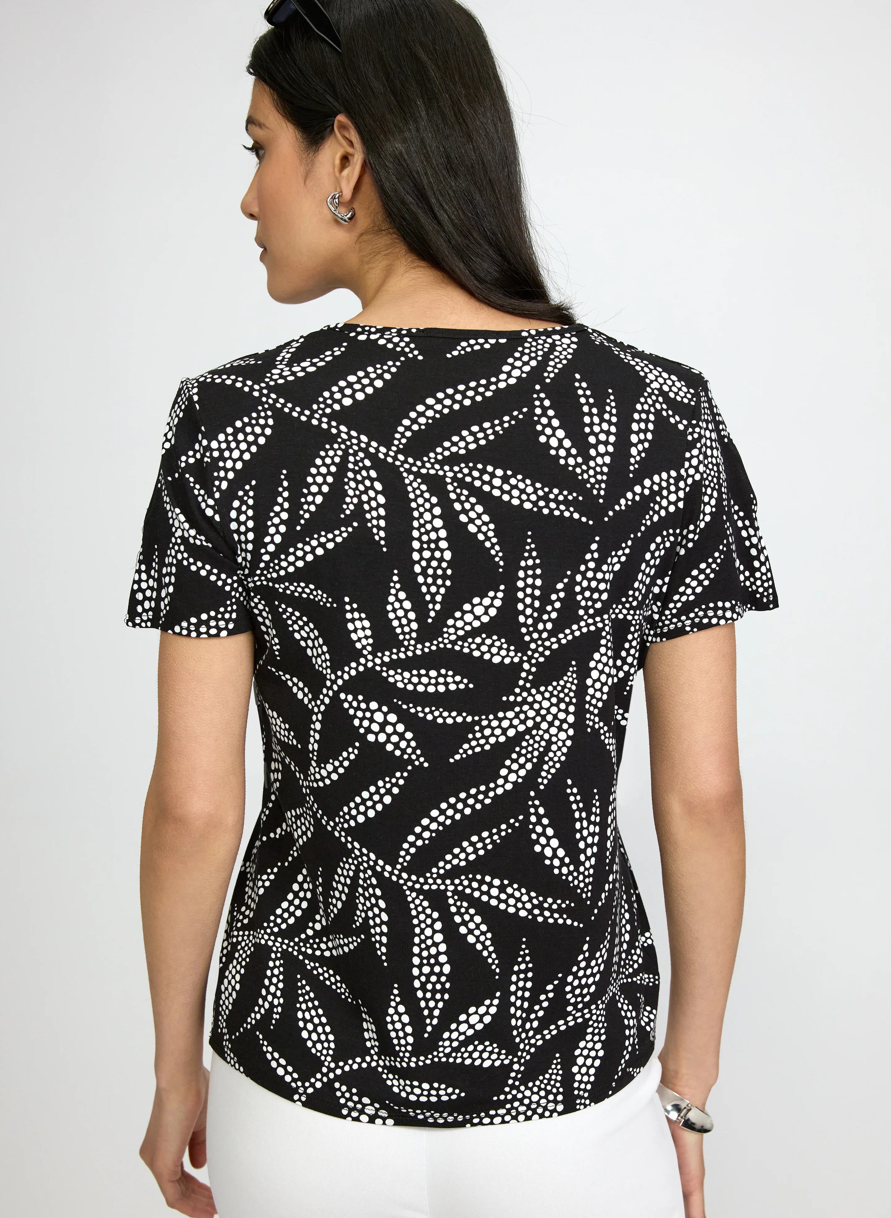 Dotted Leaf Print Top - Image 3