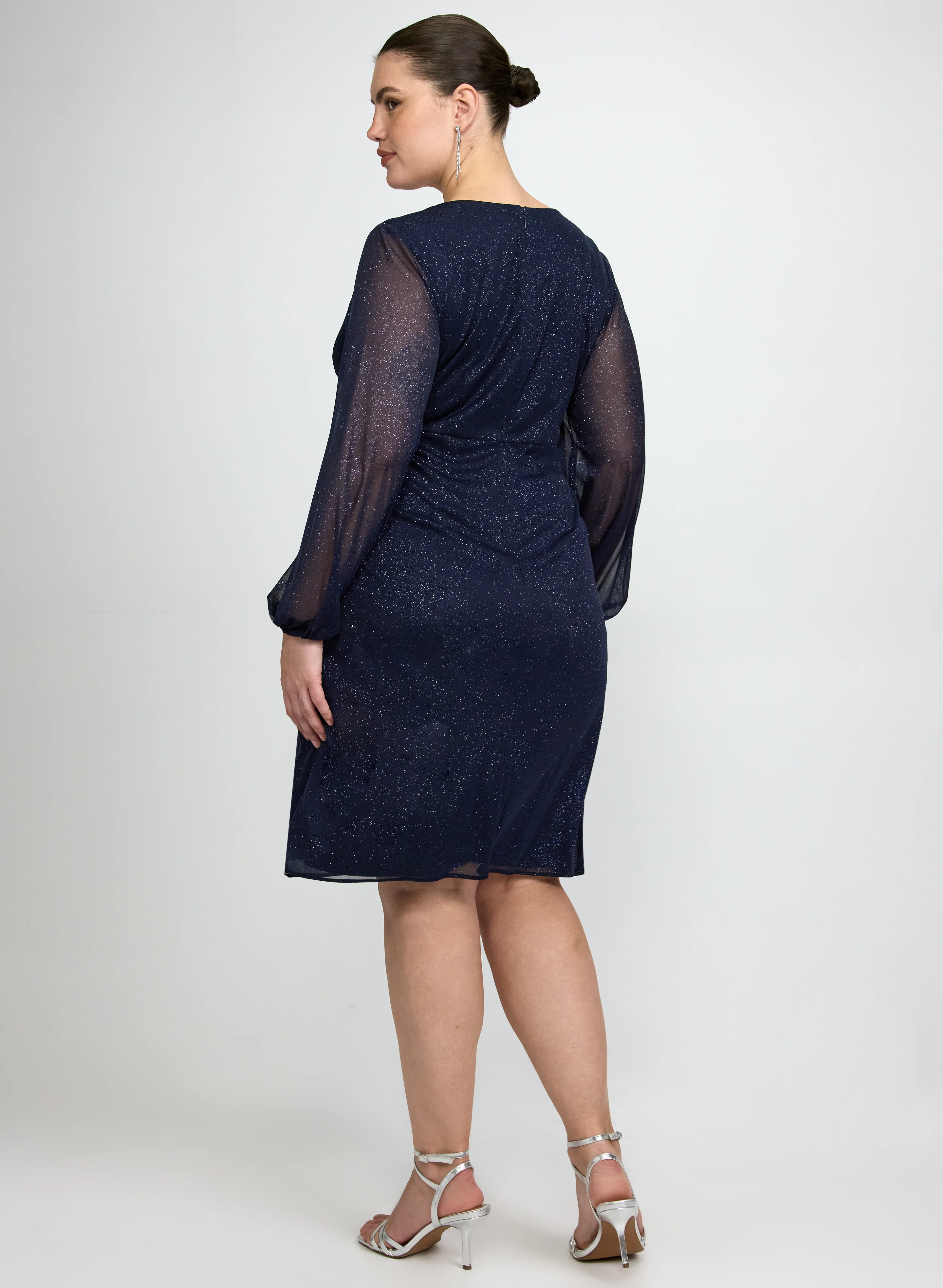 Draped Glitter Mesh Dress - Image 4