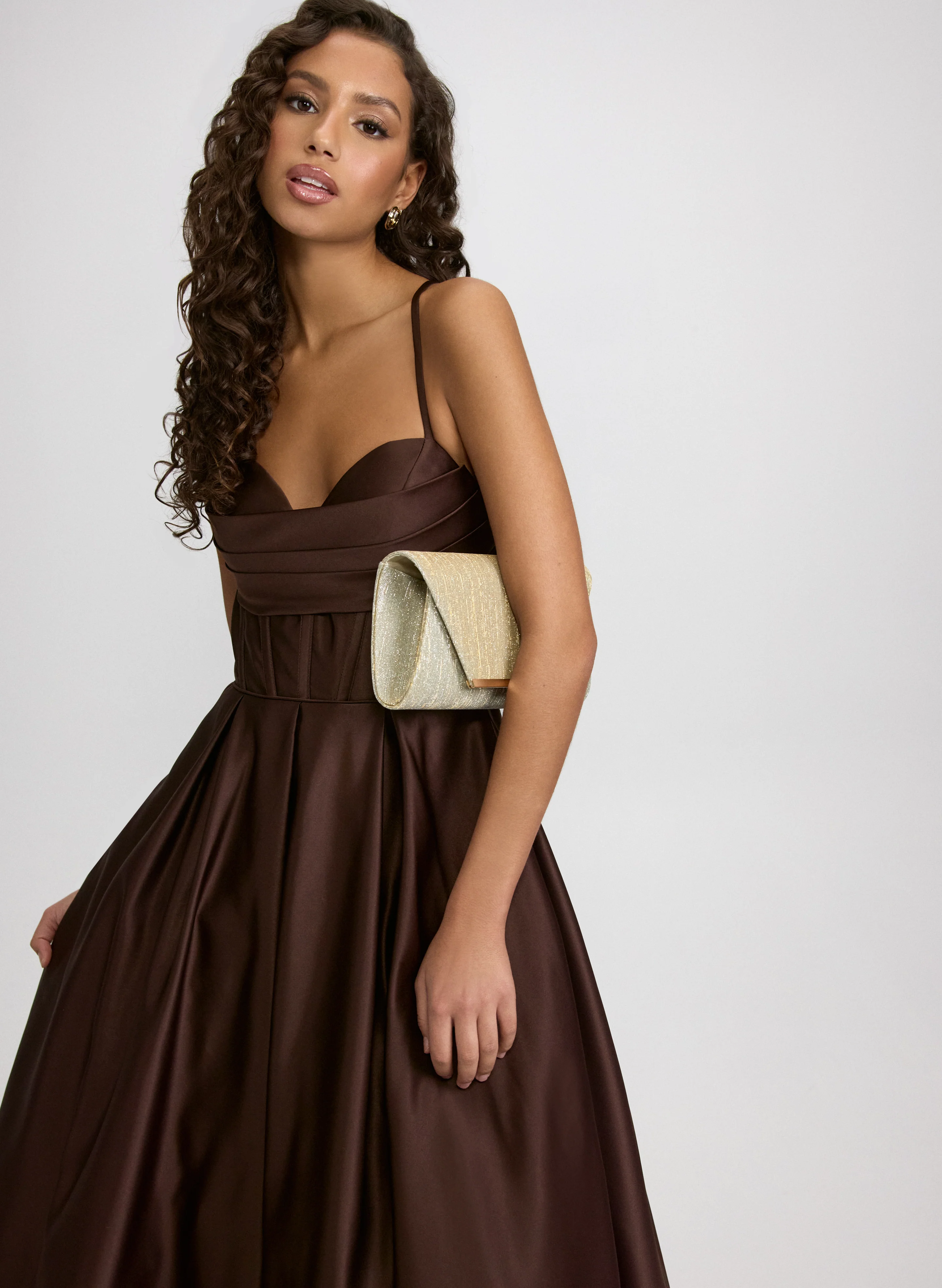 Draped Sweetheart Neck Dress - Image 4
