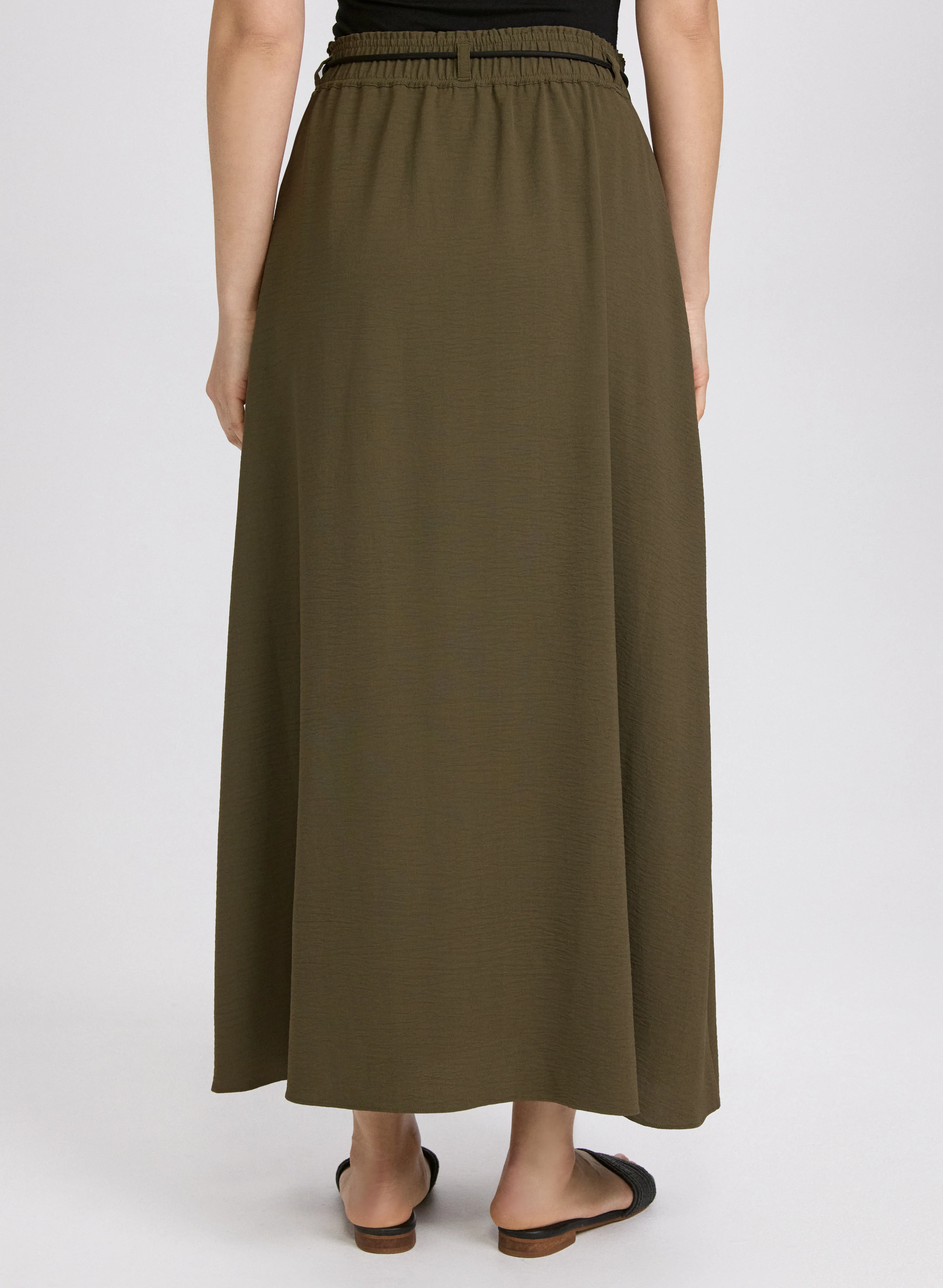 Drawstring Crinkled Maxi Skirt - Image 5