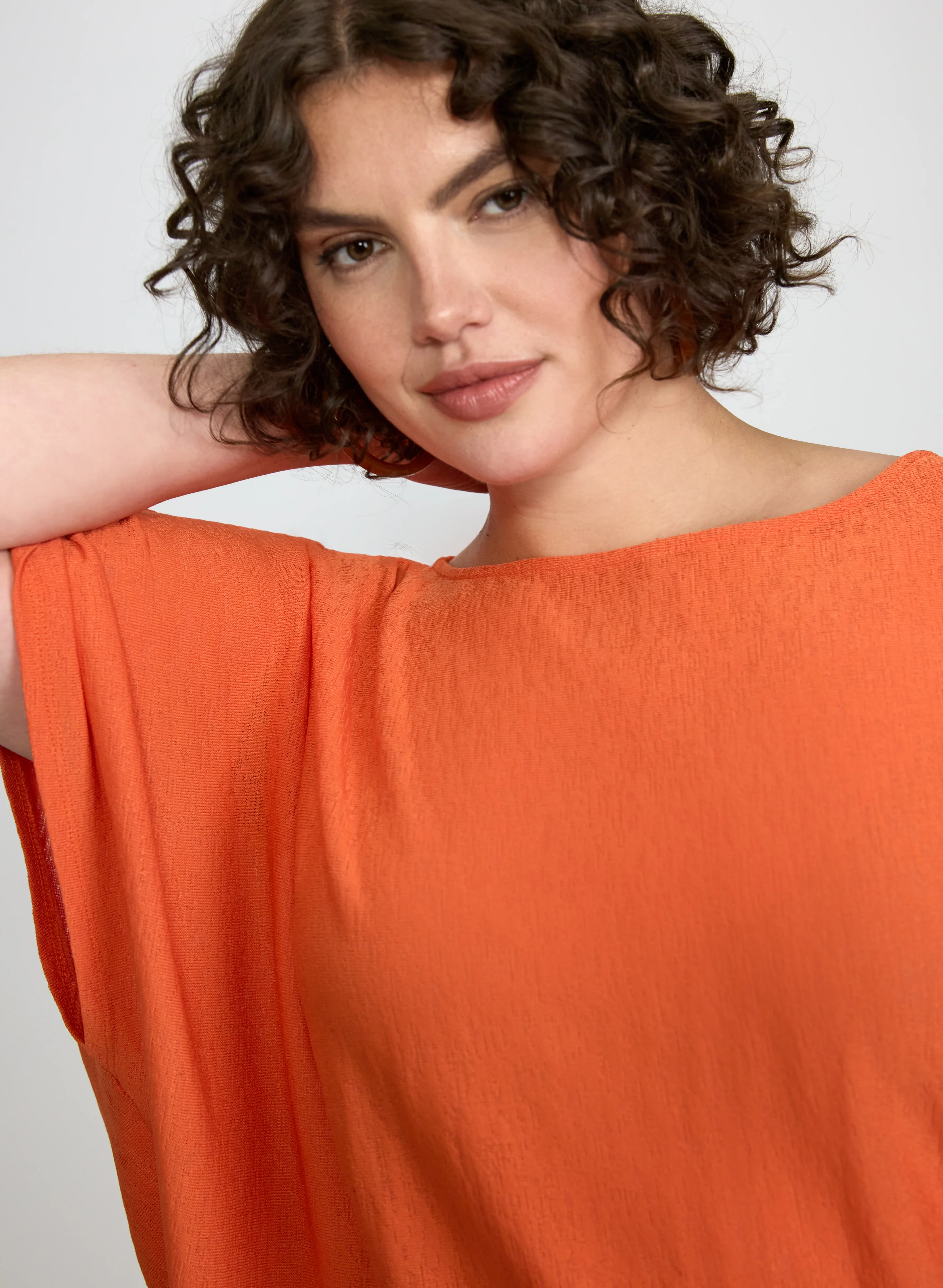 Elbow Sleeve Boat Neck Top - Image 2
