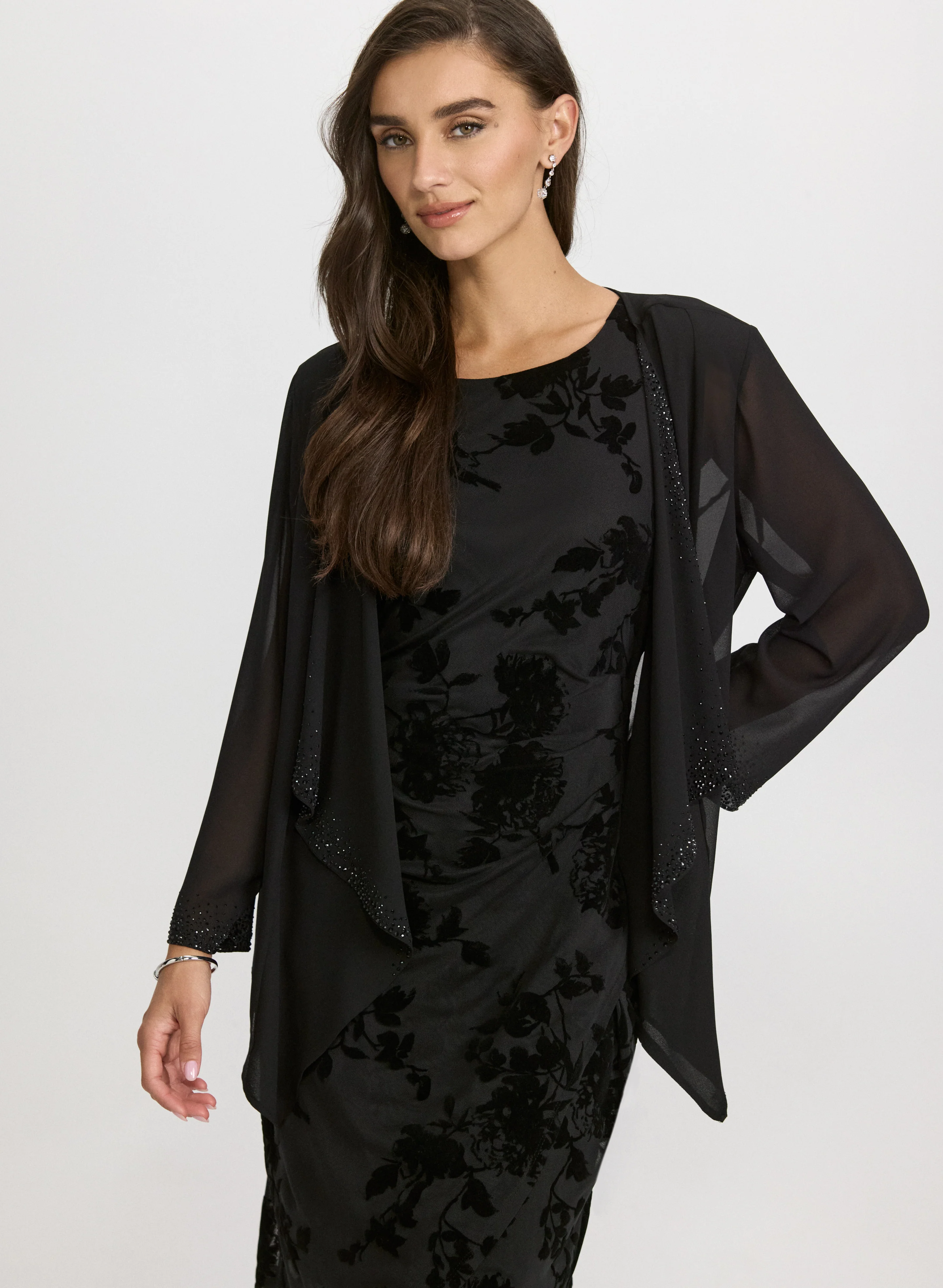 Embellished Chiffon Cardigan
