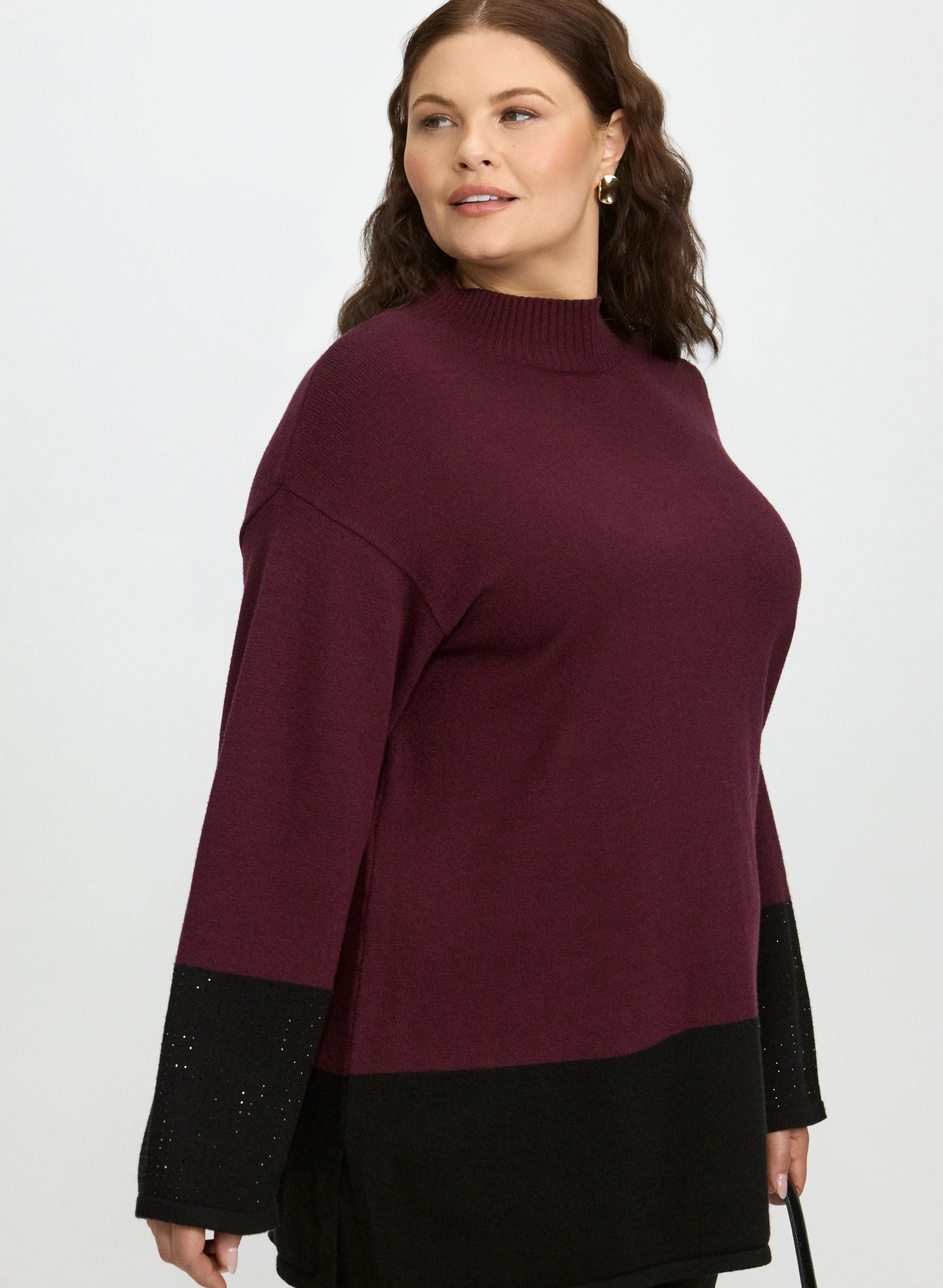 Embellished Colour Block Tunic Sweater - Image 2