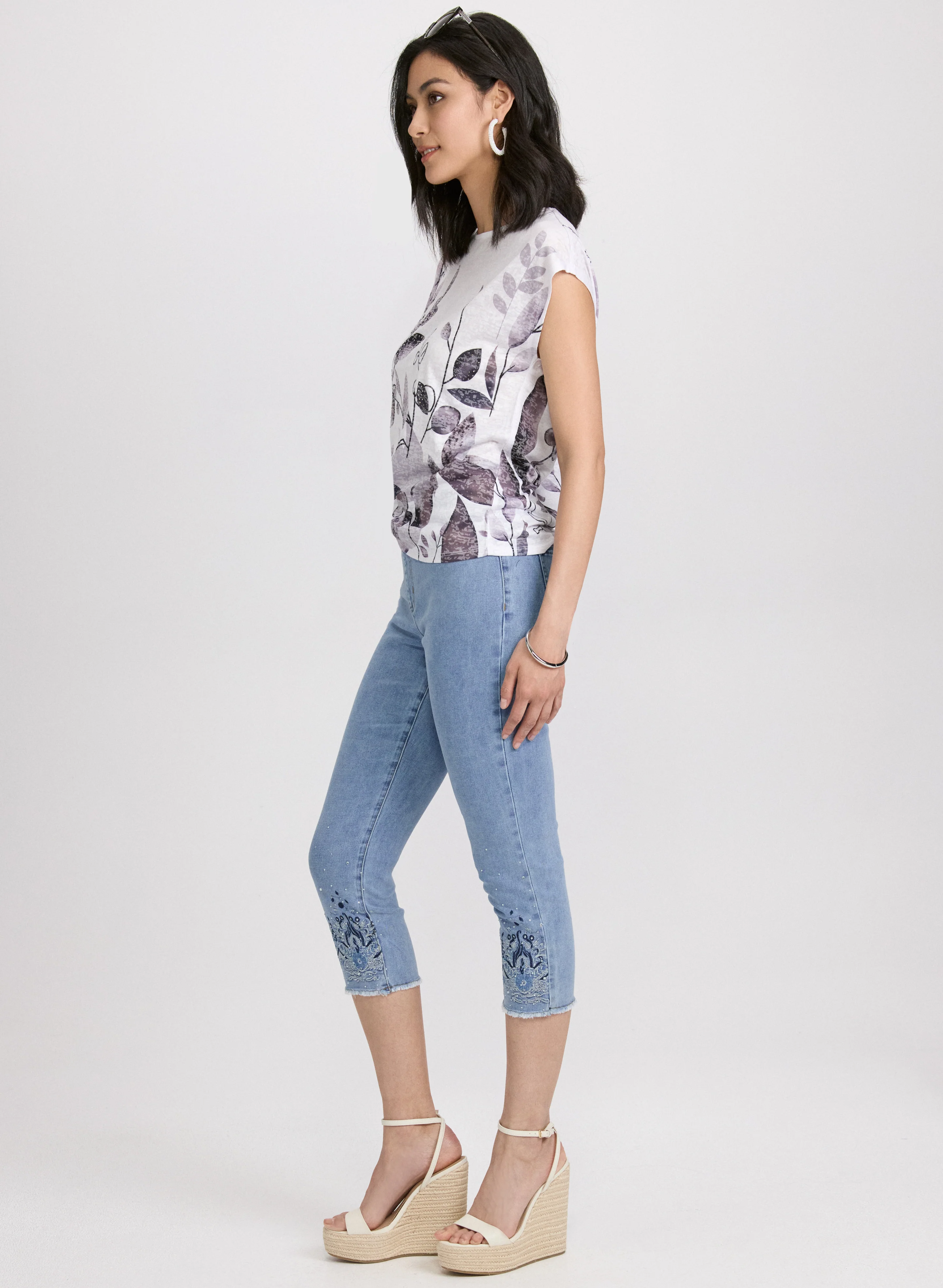 Embellished Denim Capris - Image 4