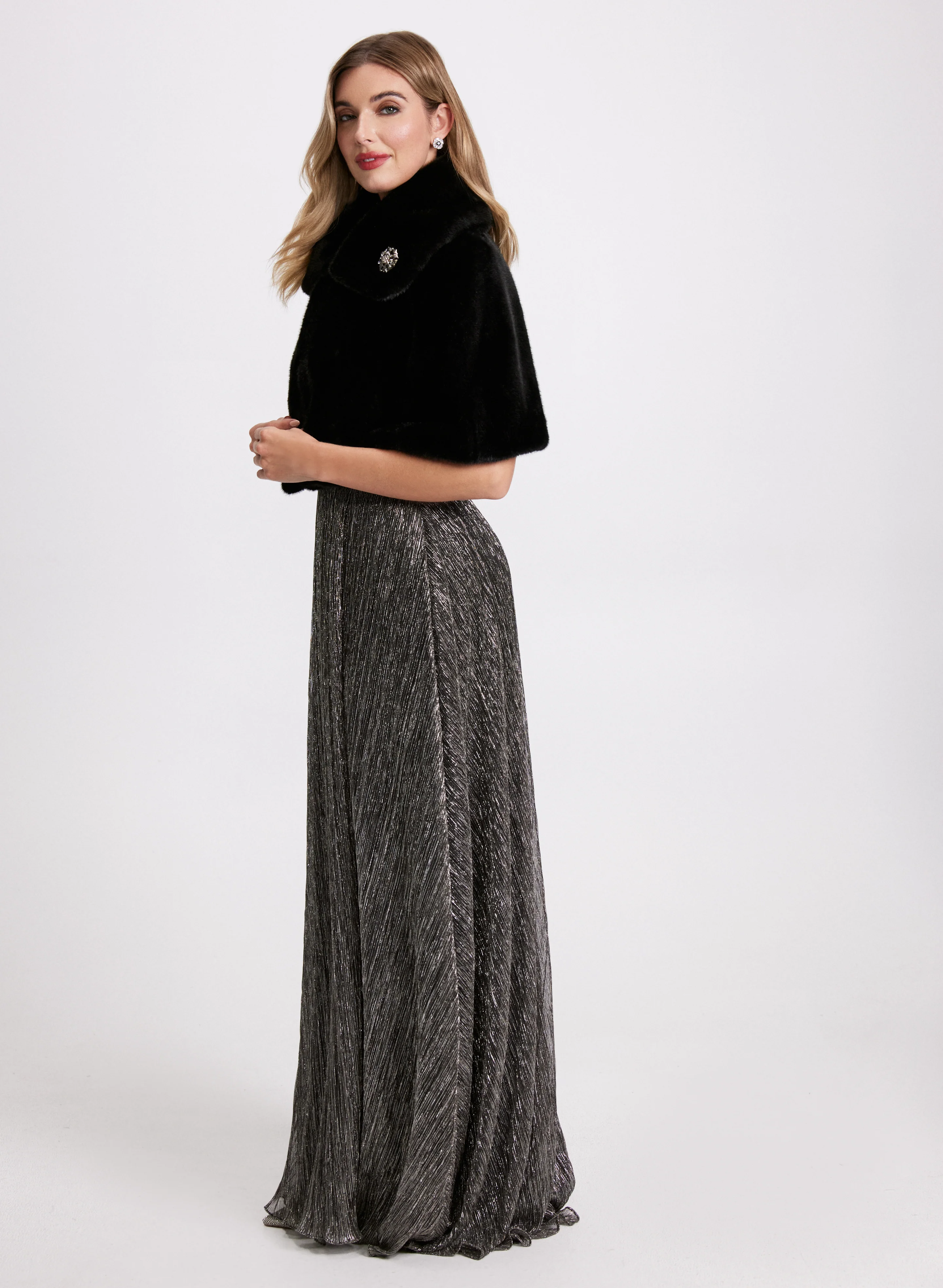 Embellished Faux Fur Cape - Image 2