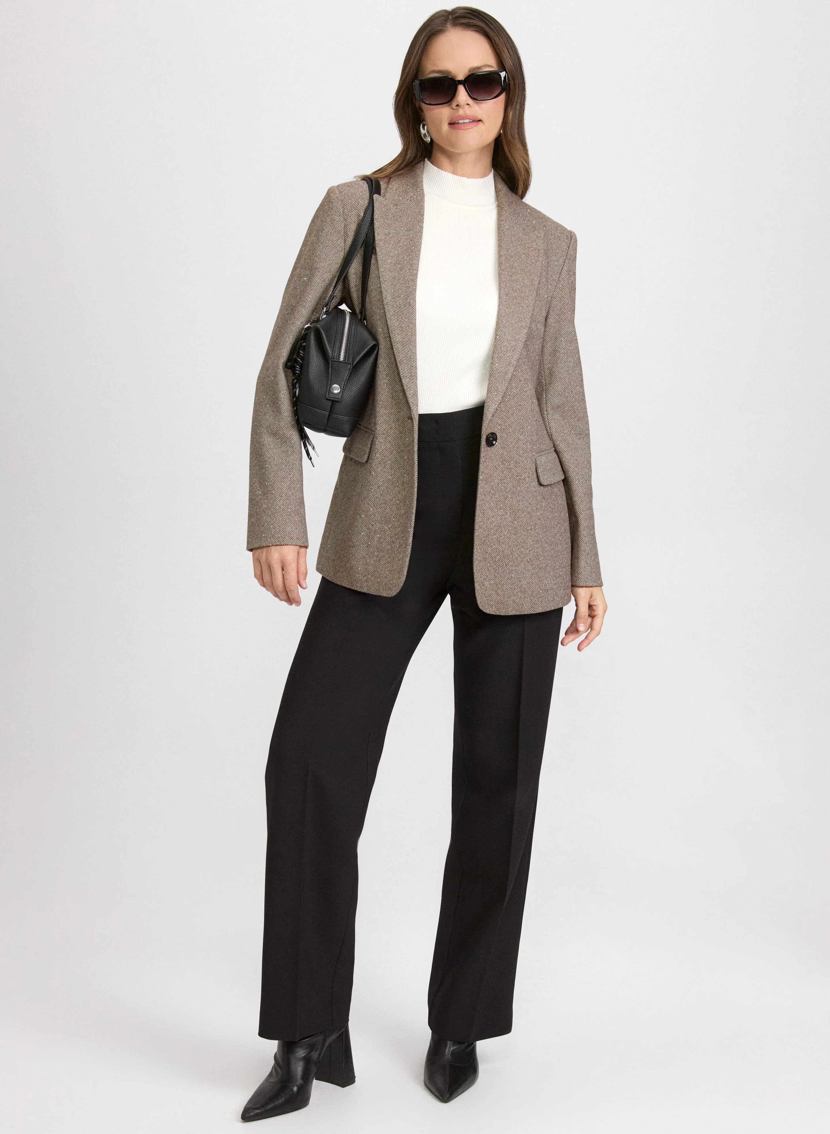 Embellished Herringbone Blazer - Image 3