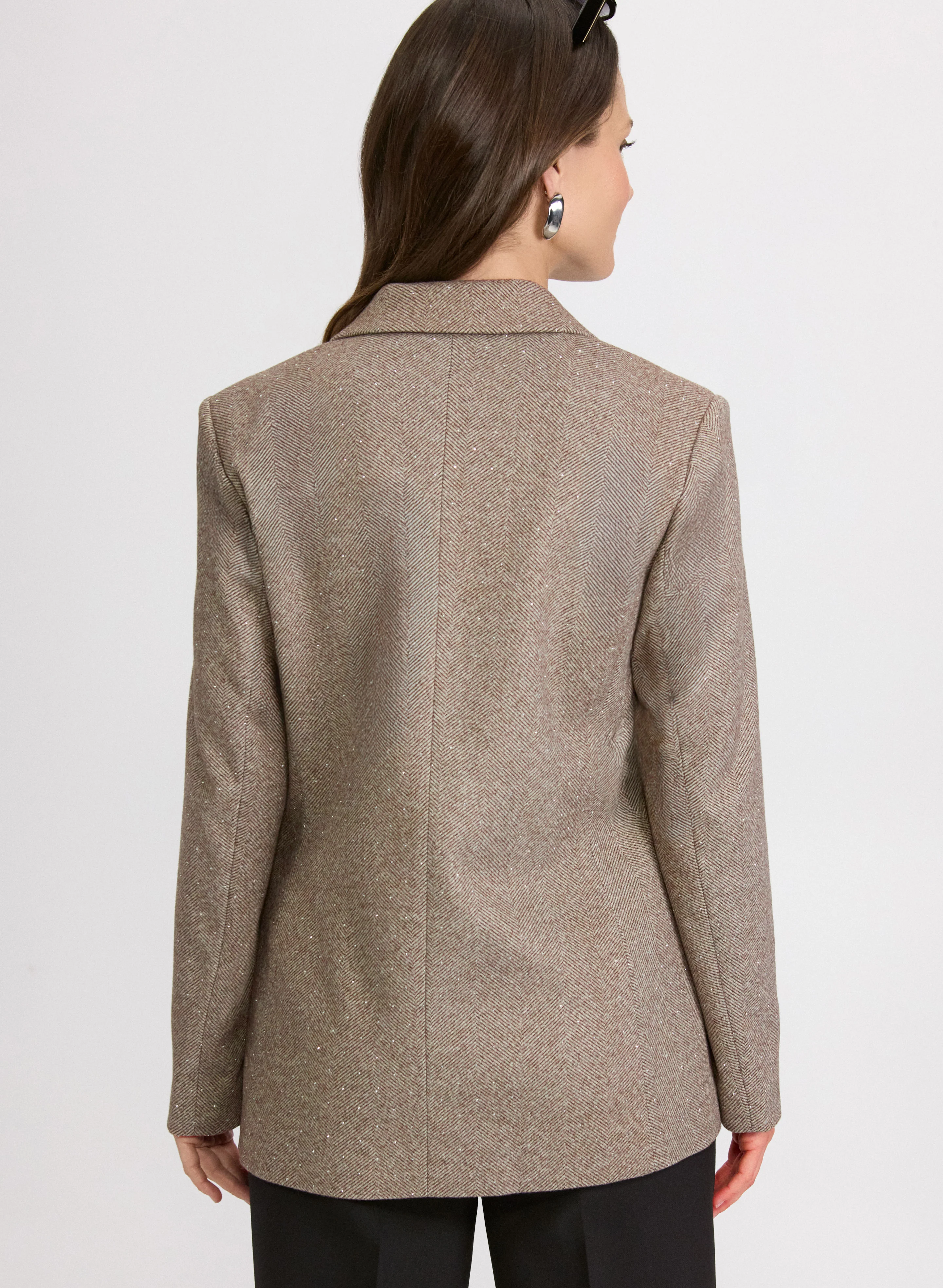 Embellished Herringbone Blazer - Image 4
