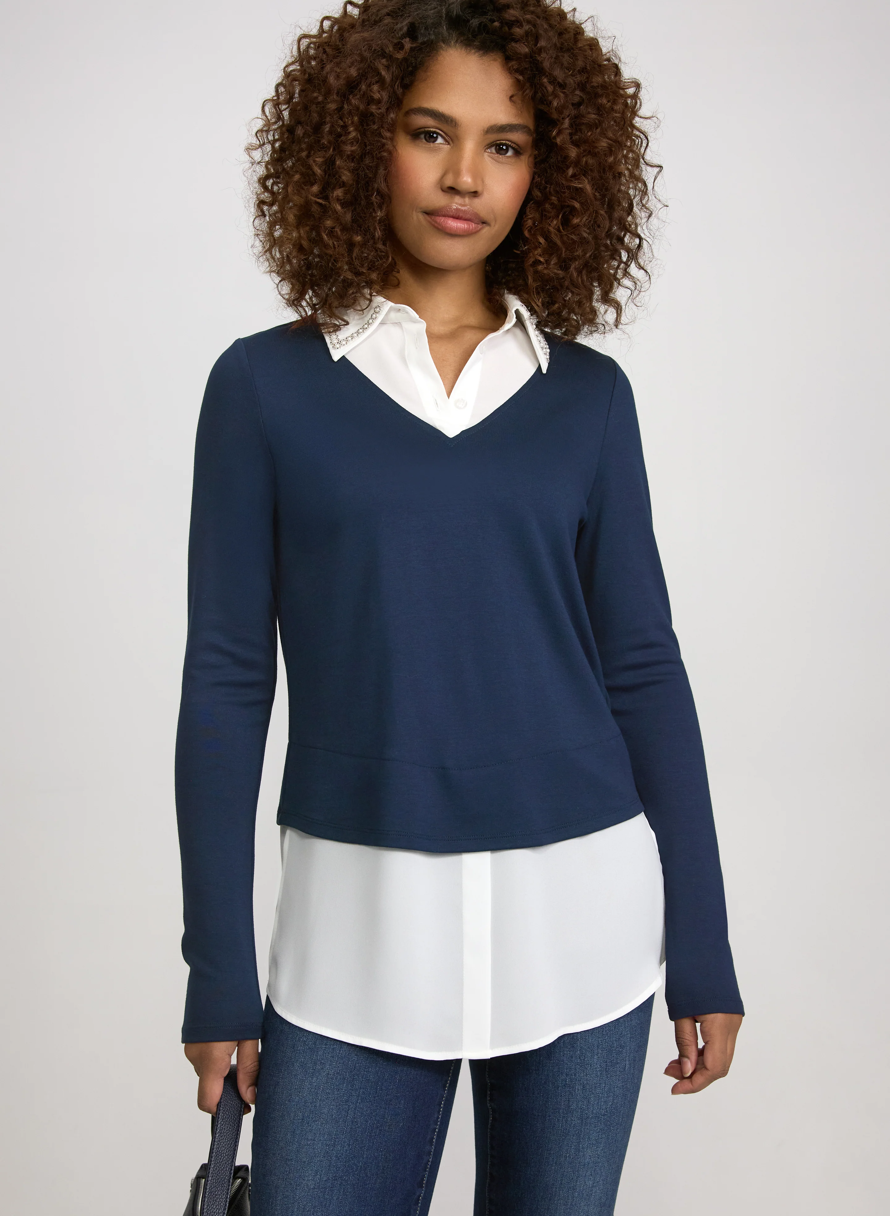 Embellished Illusion Blouse